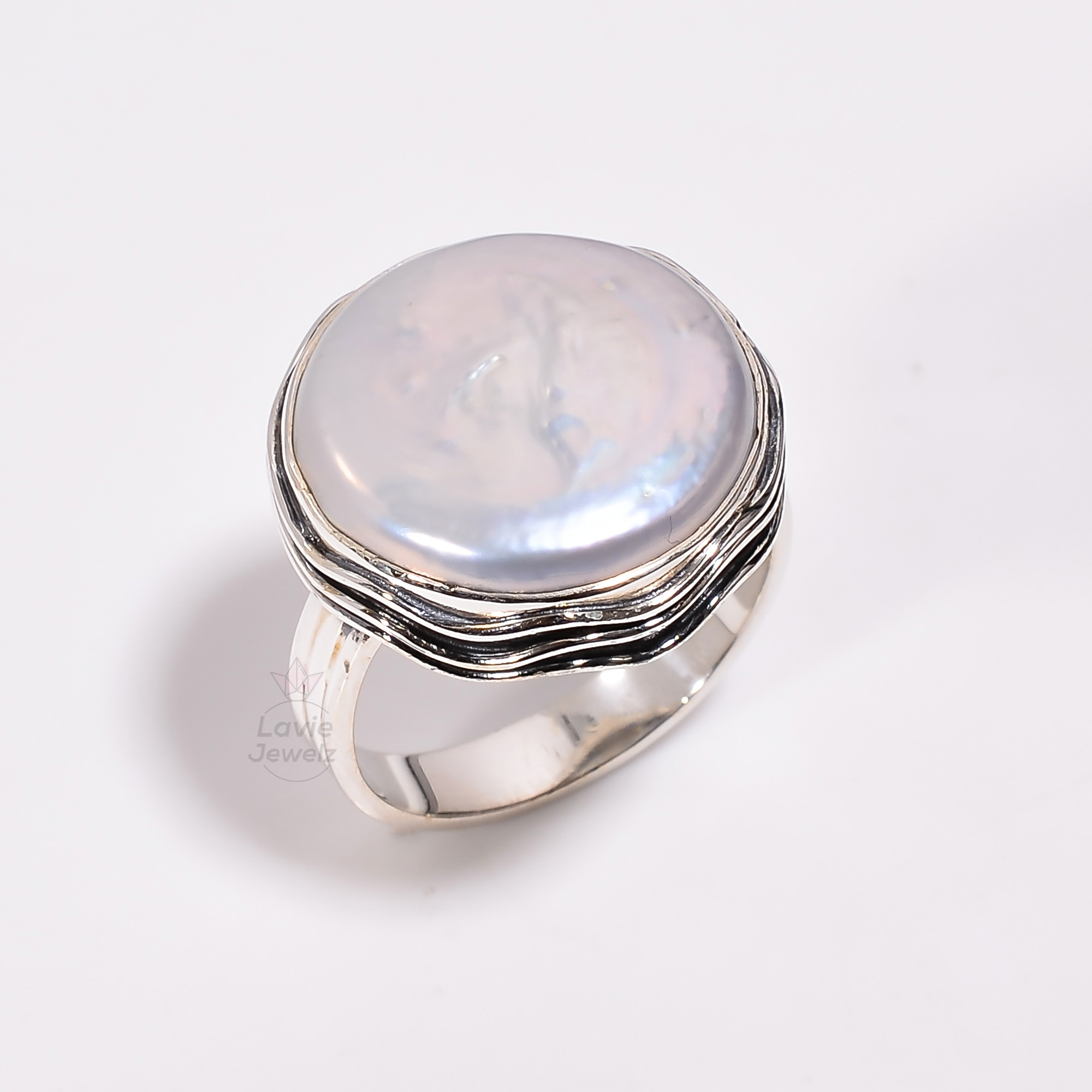 Baroque Pearl Gemstone 925 Sterling Silver Ring