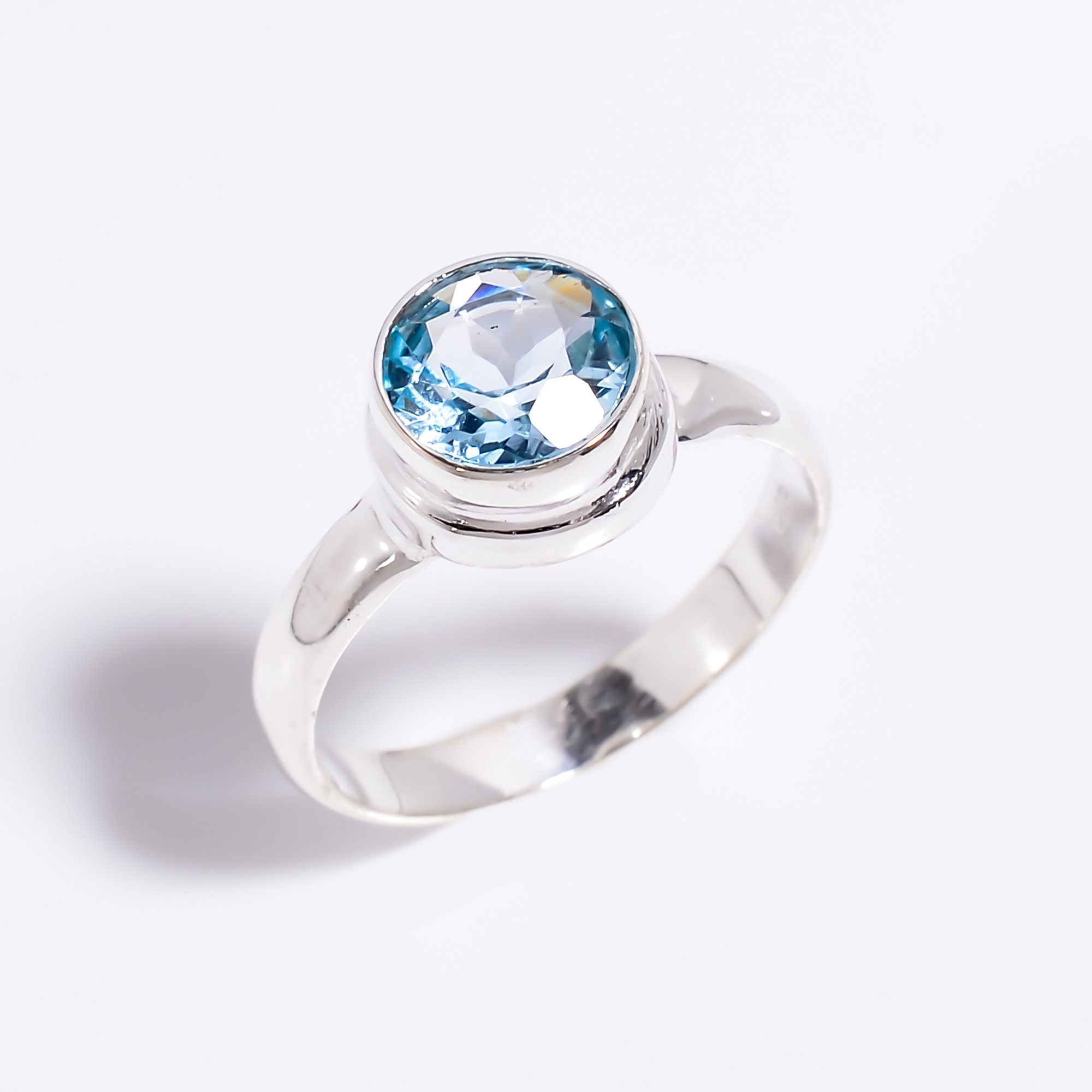 Natural Citrine Round Cut Gemstone 925 Sterling Silver Ring