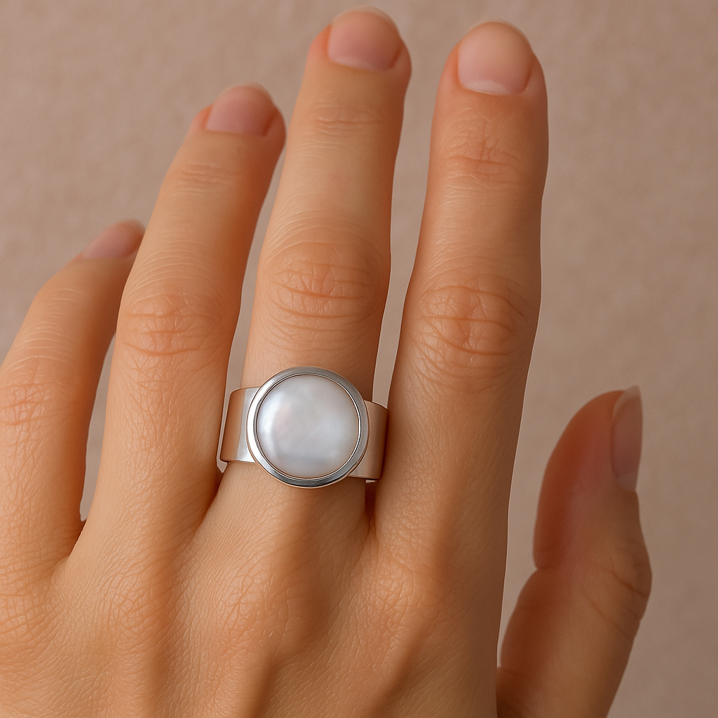 Baroque Pearl Gemstone 925 Sterling Silver Ring