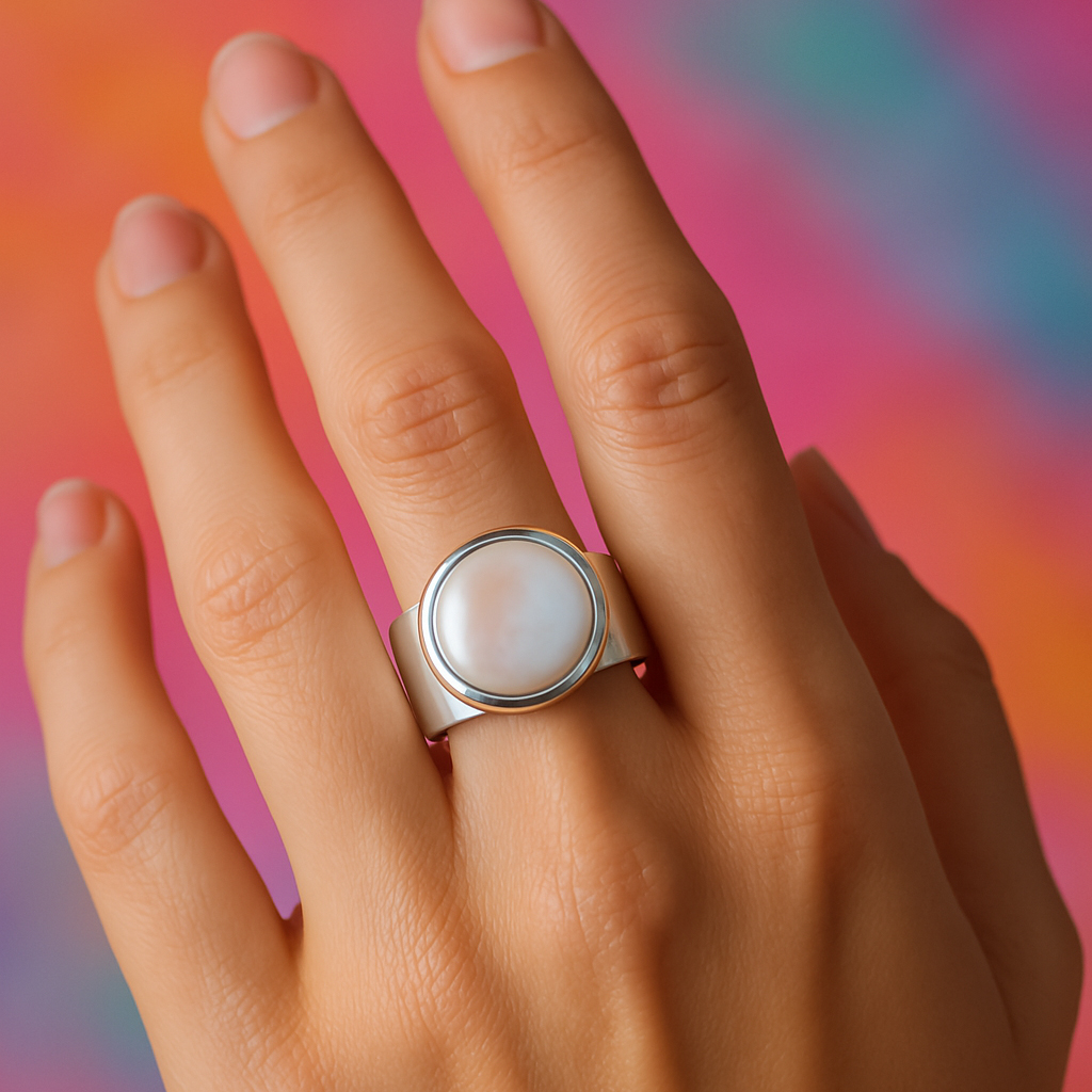 Baroque Pearl Gemstone 925 Sterling Silver Ring