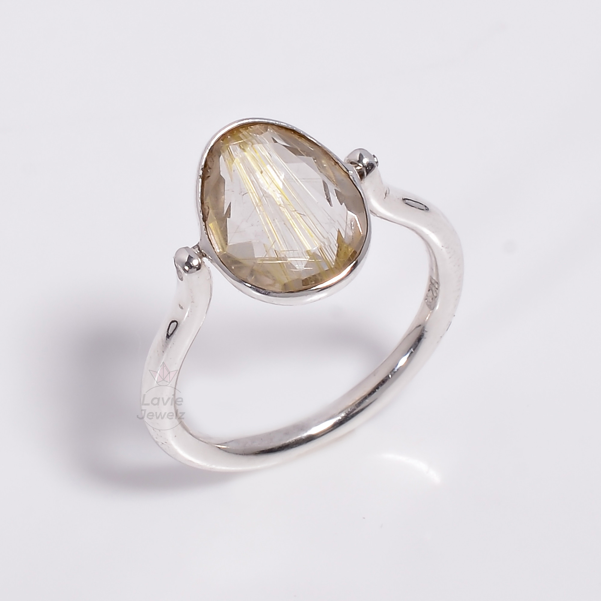 Reversible Silver Rings Natural Golden Rutile 925 Sterling Silver Double Sided Ring, Reversible ...