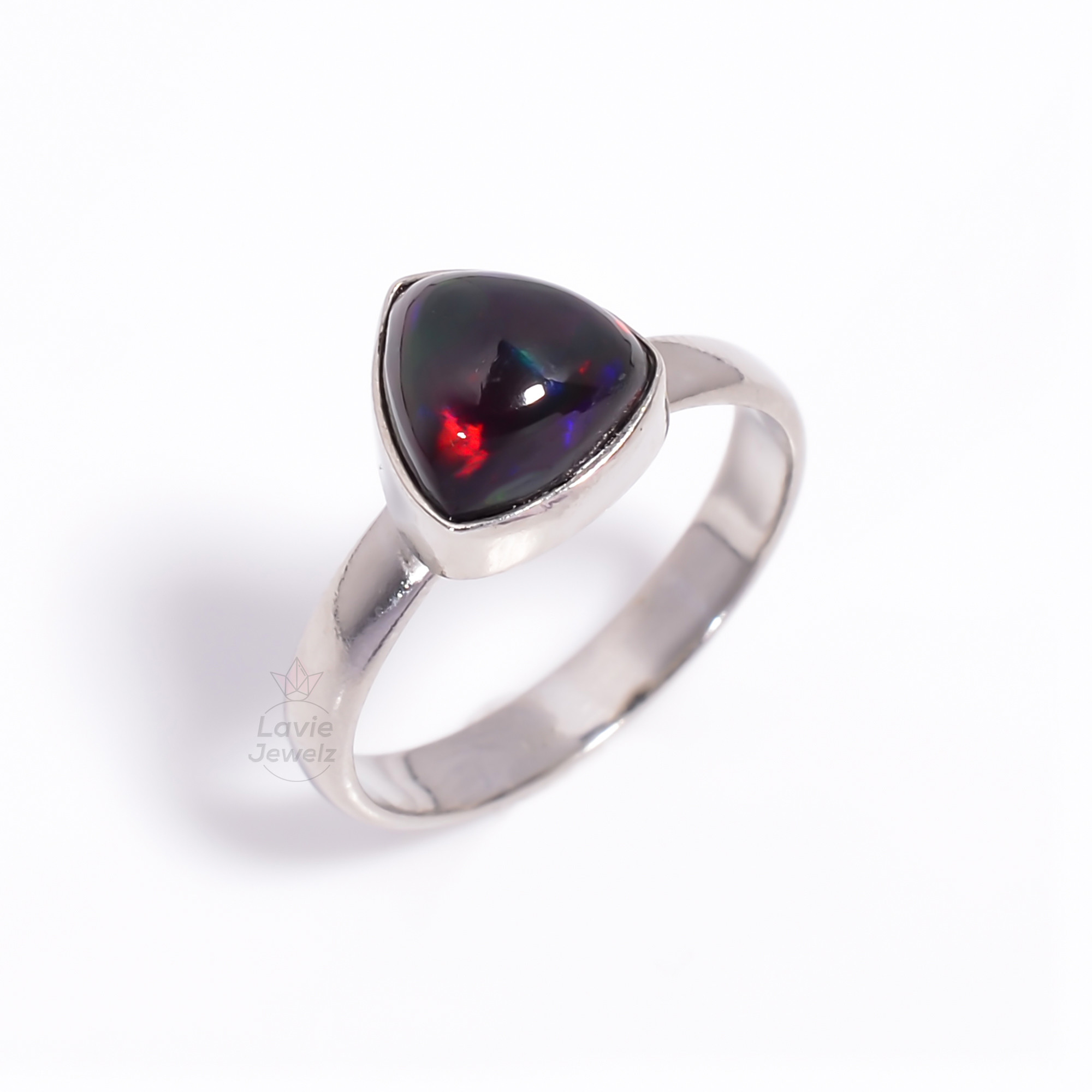 Black Ethiopian Opal  925 Sterling Silver Ring Size US 6