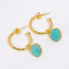 925 Sterling Silver Gold Plated  Amazonite Gemstone Hoop Earrings