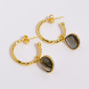 925 Sterling Silver Gold Plated  Labradorite Gemstone Hoop Earrings