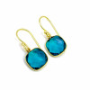 18K Gold Plated Drop Earrings London Blue Topaz Cushion Cut Gemstone