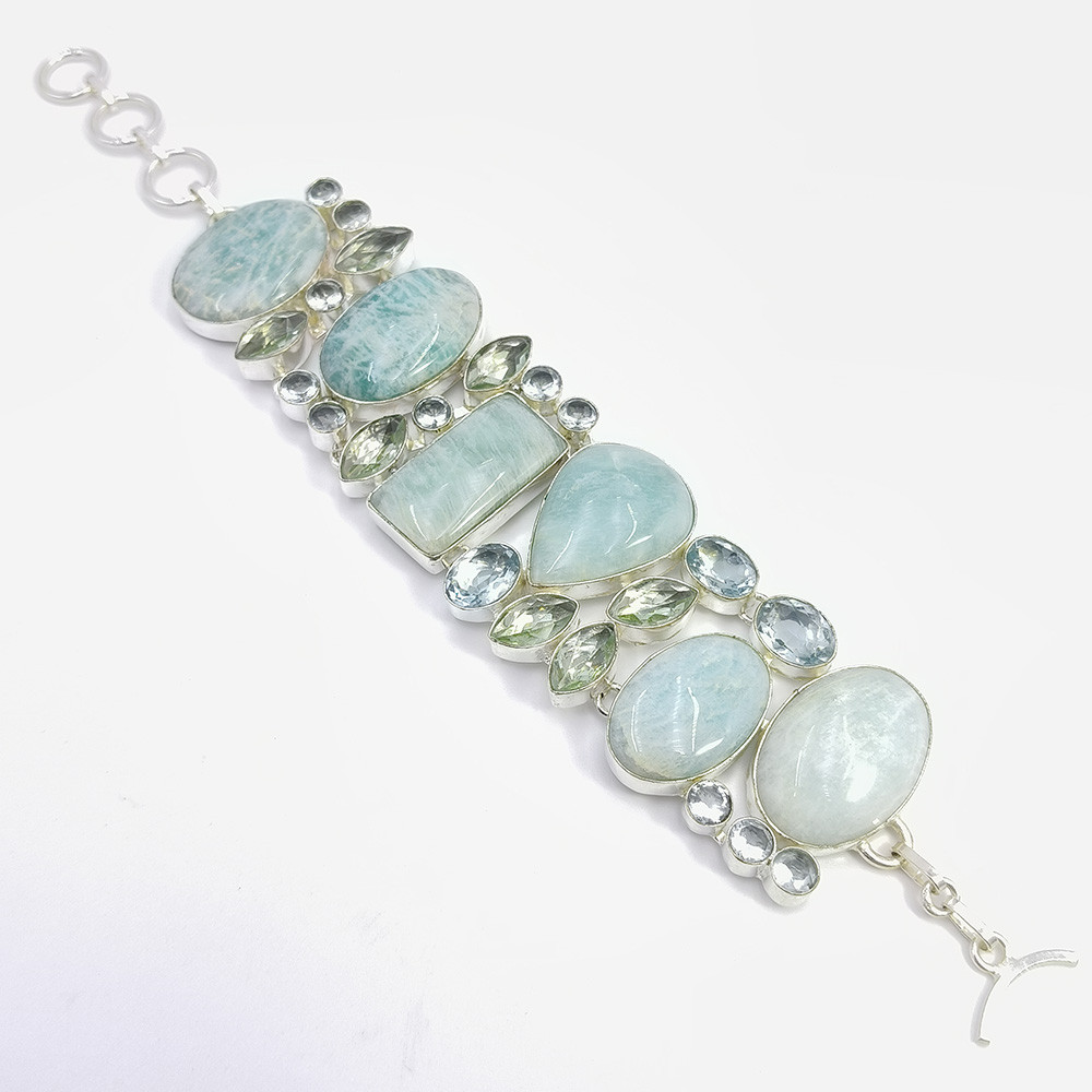 925 Sterling Silver Plated Bracelet Amazonite Gemstone Fashion Bracelet