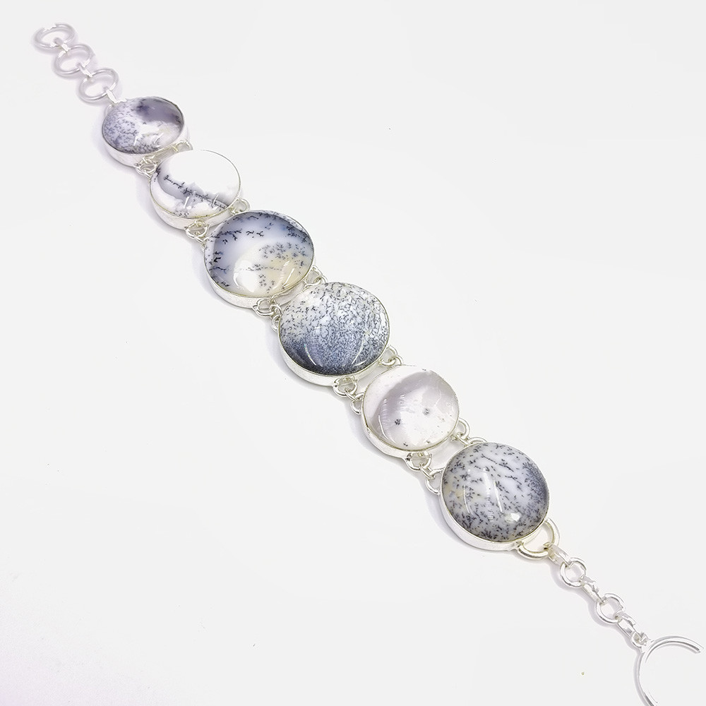 Image of 925 Sterling Silver Plated Bracelet Dendrite Opal Fashion Bracelet