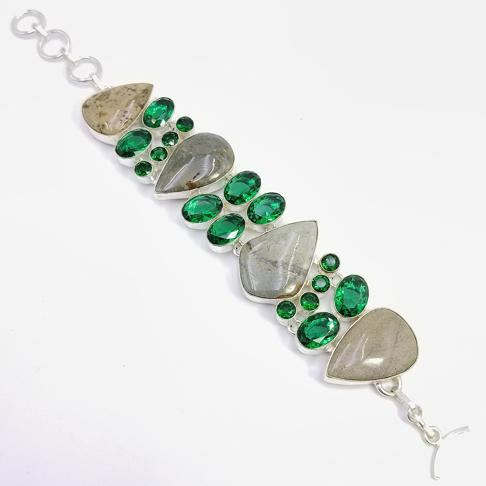 Image of 925 Sterling Silver Plated Chrome Quartz Gemstone Fashion Bracelet