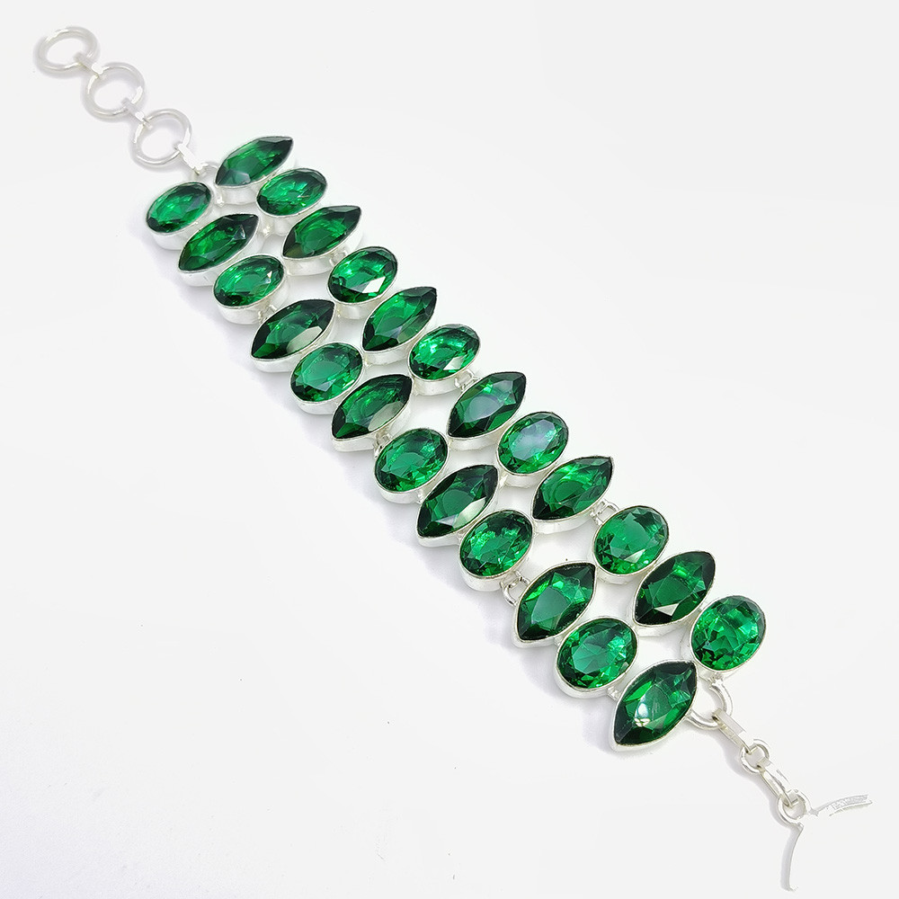 925 Sterling Silver Plataed Chrome Quartz Gemstone Fashion Bracelet
