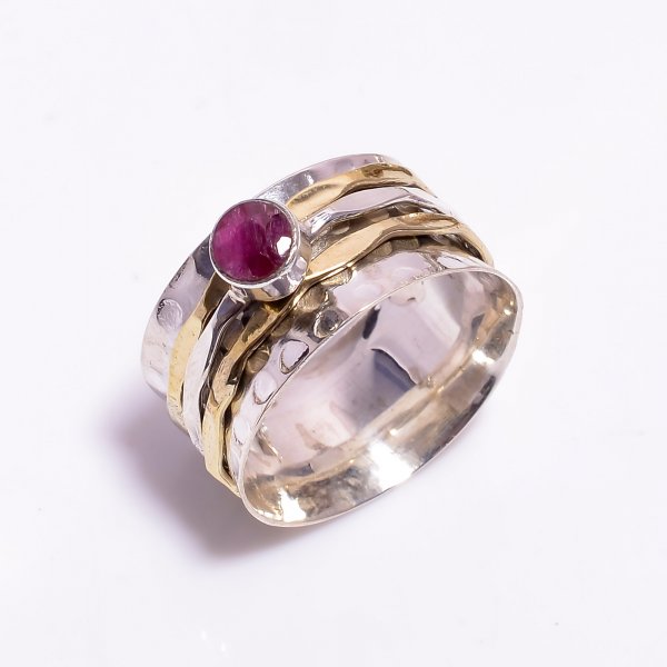 Rubymotion Spinner Rings Ruby Gemstone 925 Sterling Silver Meditation Spinner Ring