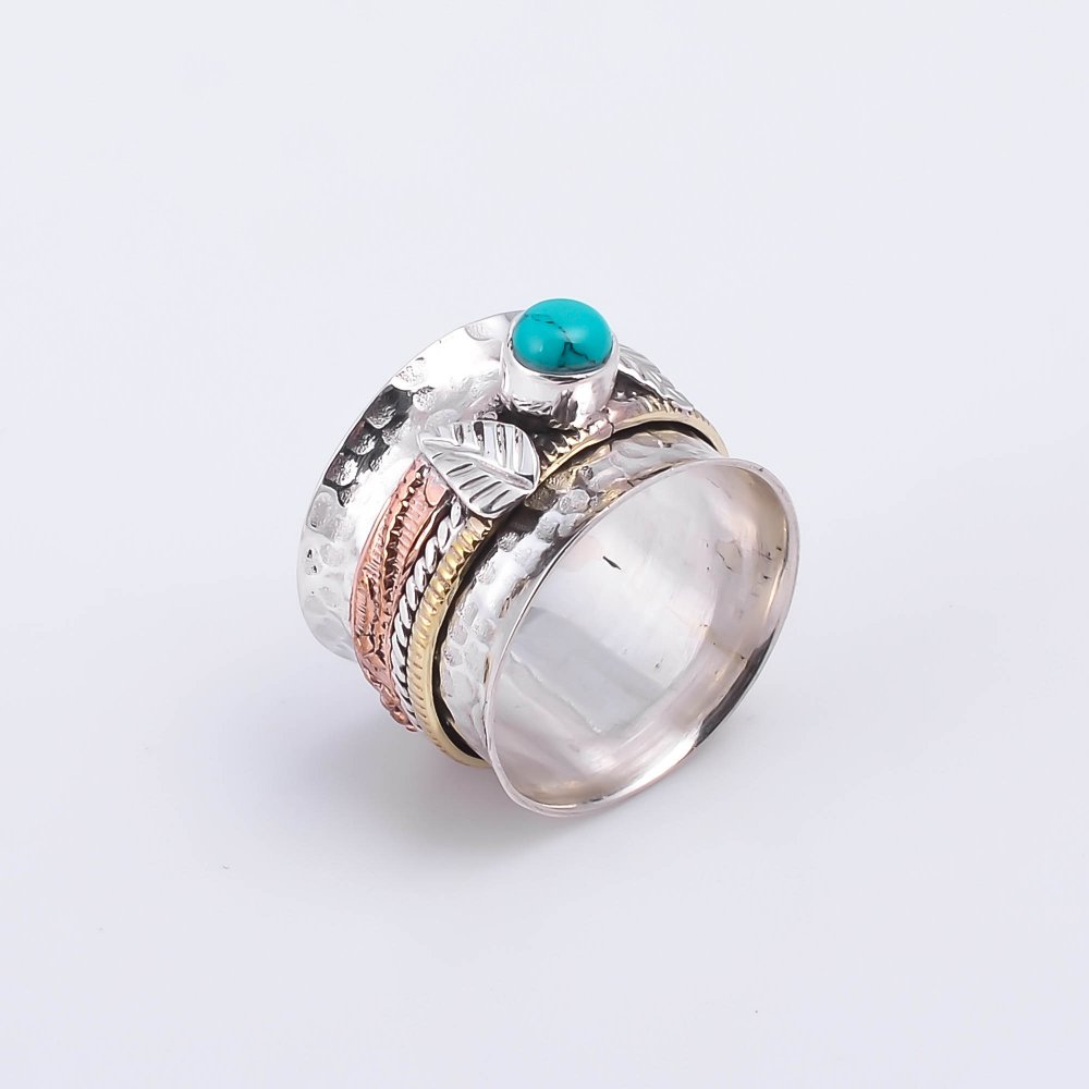 Solid 925 Sterling Silver Bee Spinner Ring – Meditation Ring – Made In India – All Sizes