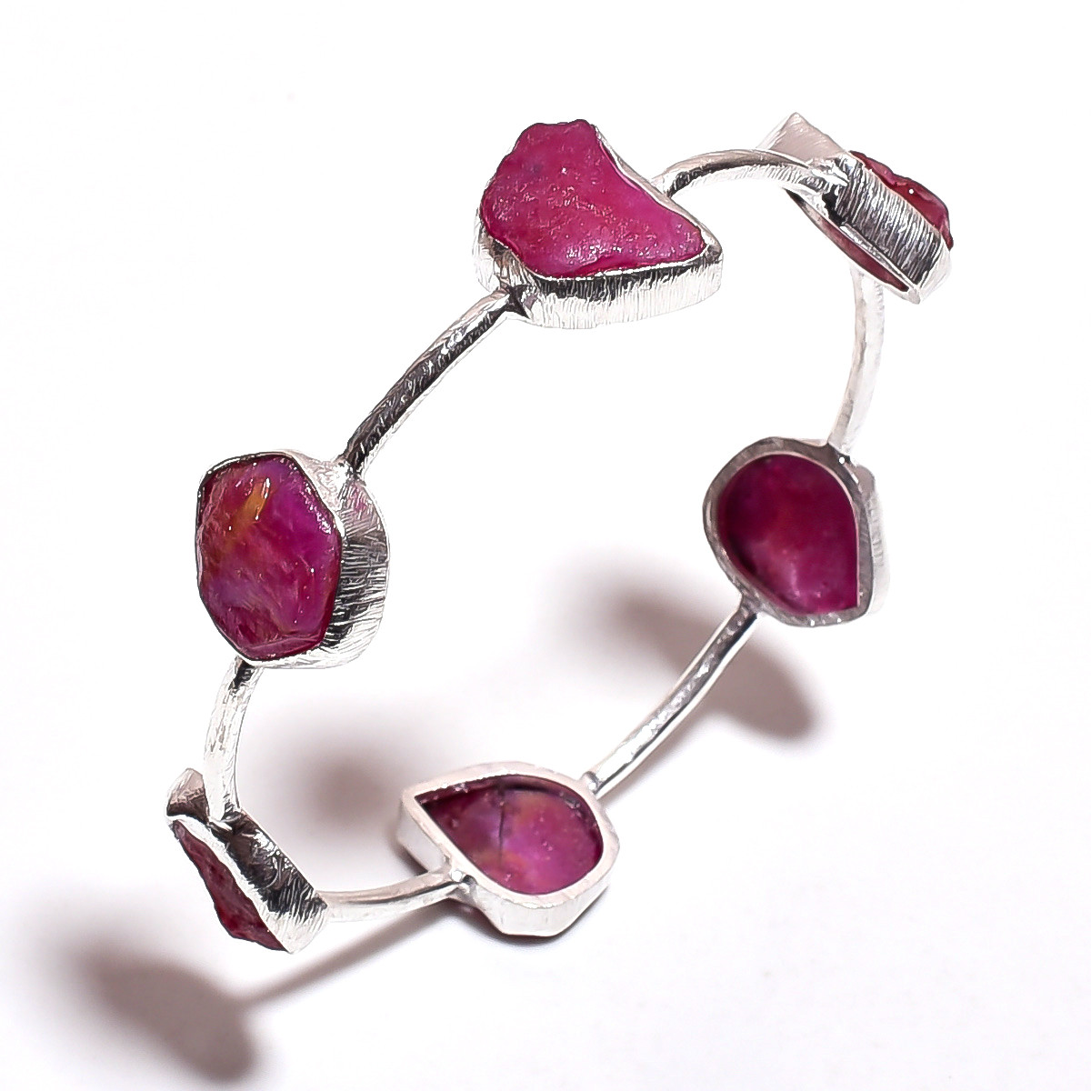 Ruby Raw Gemstone 925 Sterling Silver Bangle
