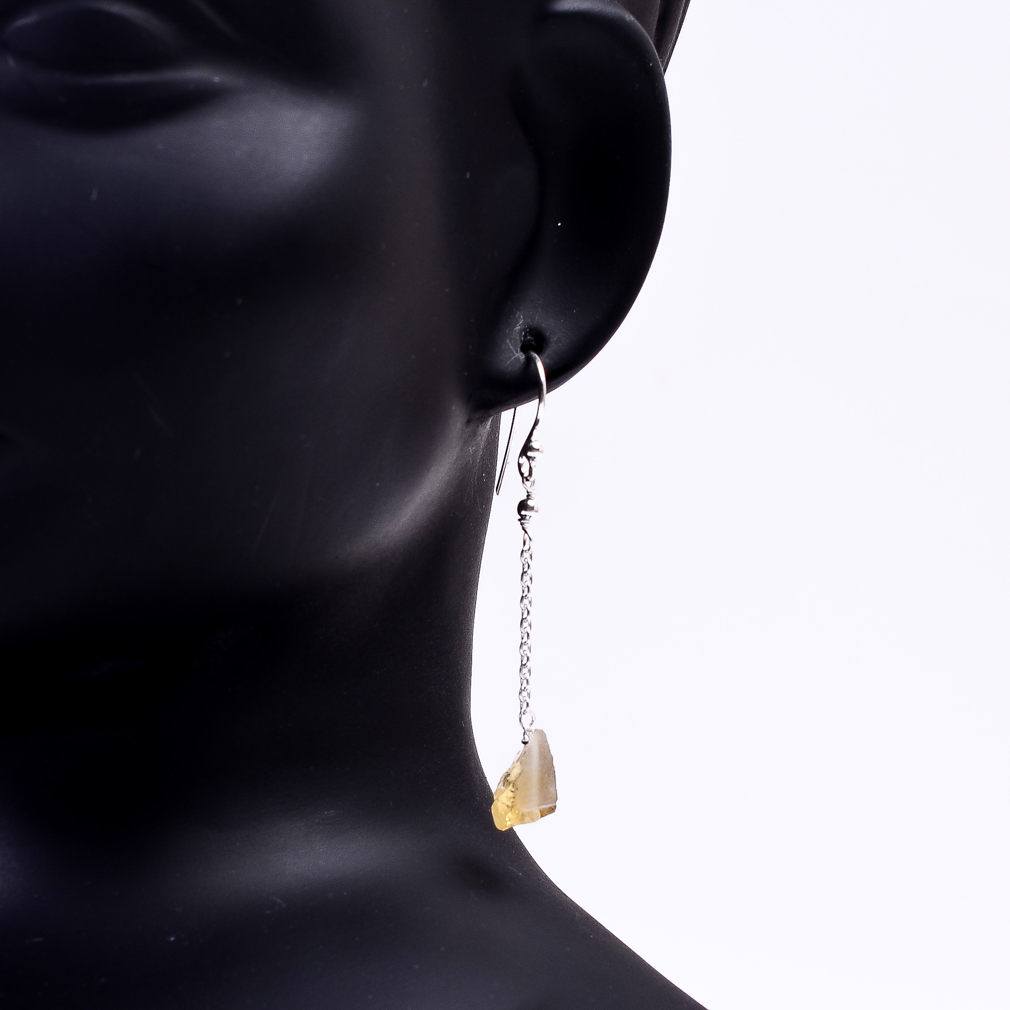Citrine Raw Gemstone 925 Sterling Silver Earrings