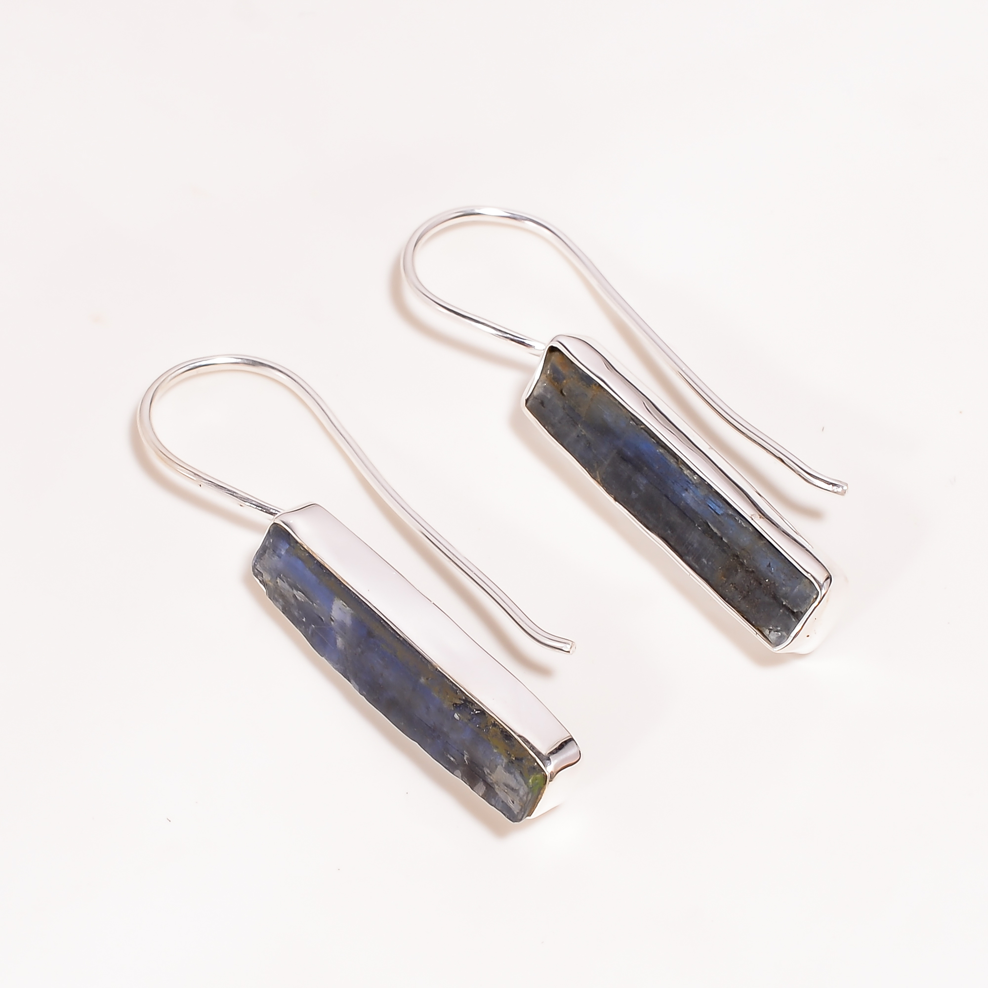 Blue Kyanite Raw Gemstone 925 Sterling Silver Earrings