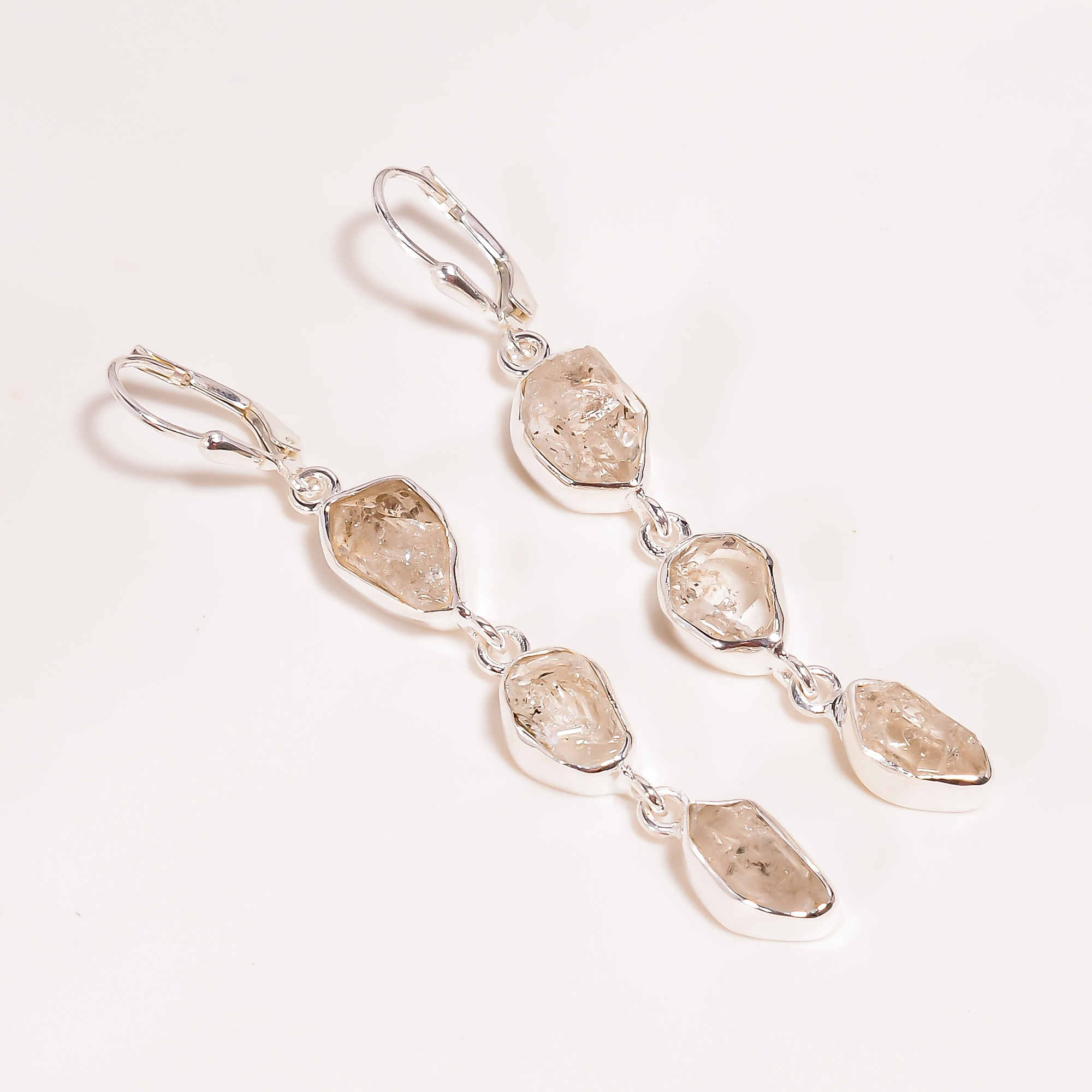 Natural Herkimer Diamond 925 Sterling Silver Earrings