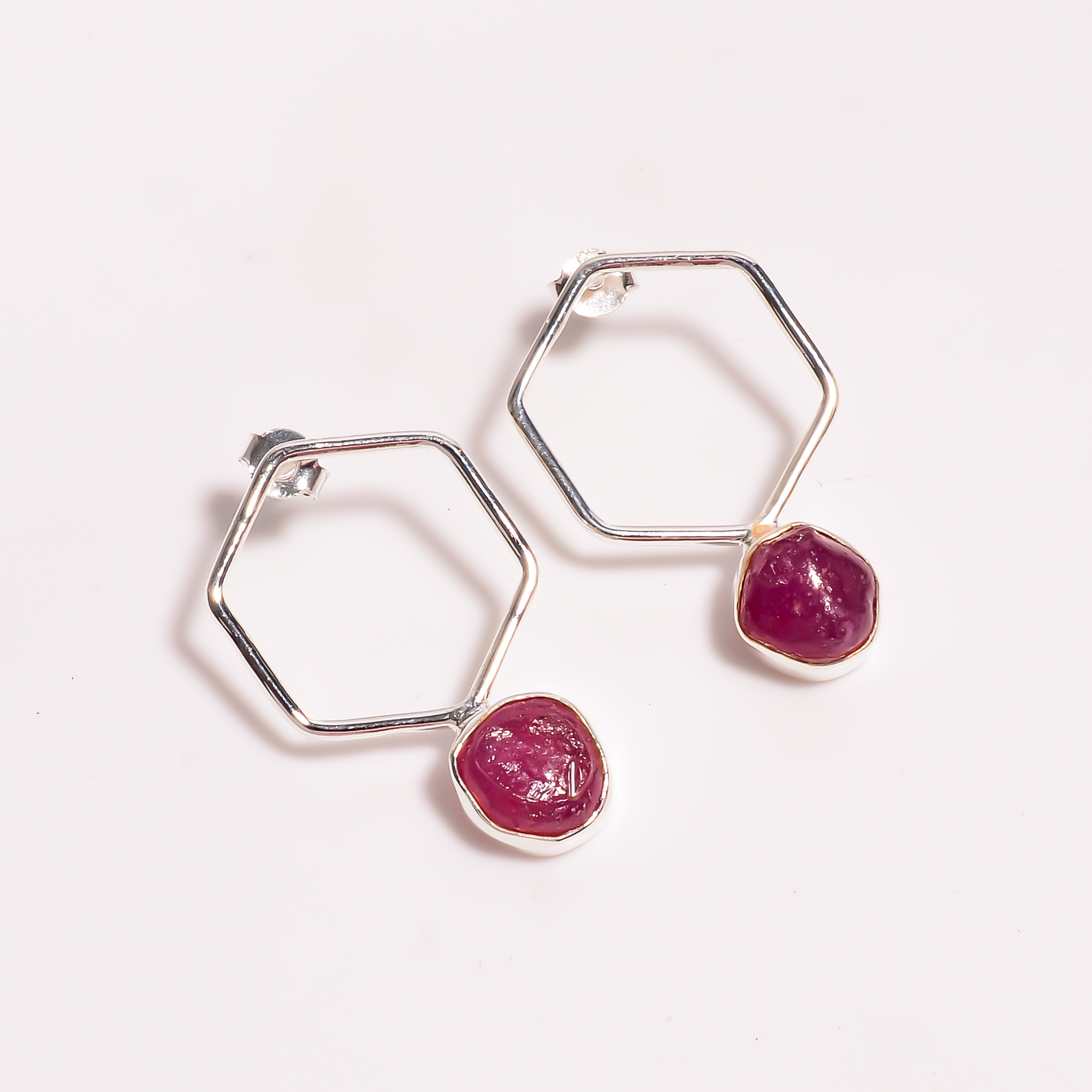 Natural Ruby 925 Sterling Silver Earrings