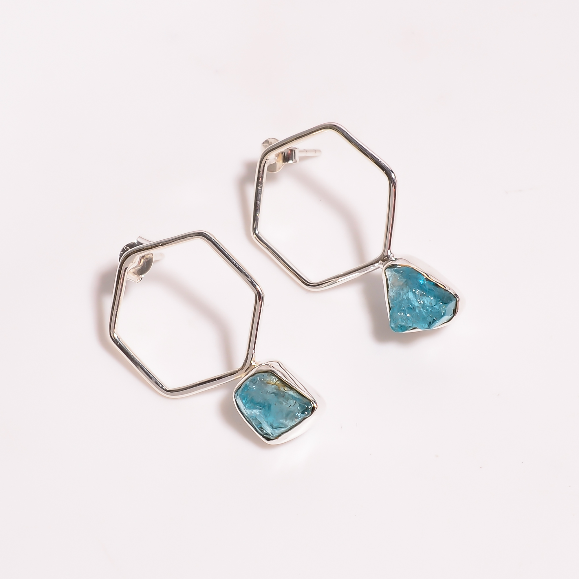 Natural Sky Apatite 925 Sterling Silver Earrings