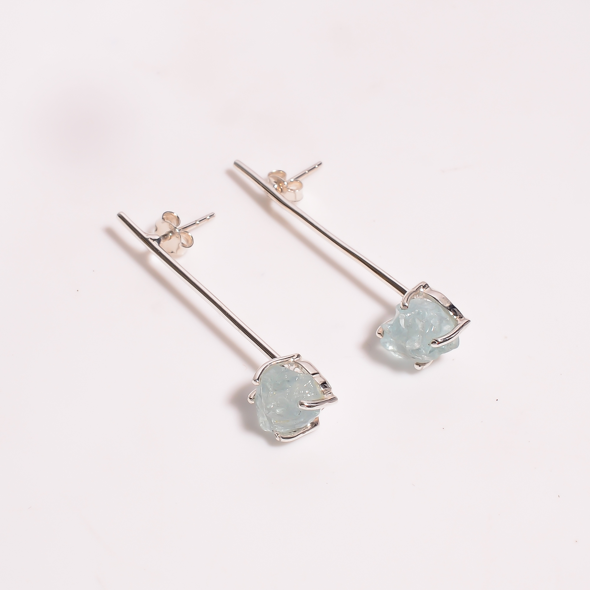 Natural Aquamarine 925 Sterling Silver Earrings