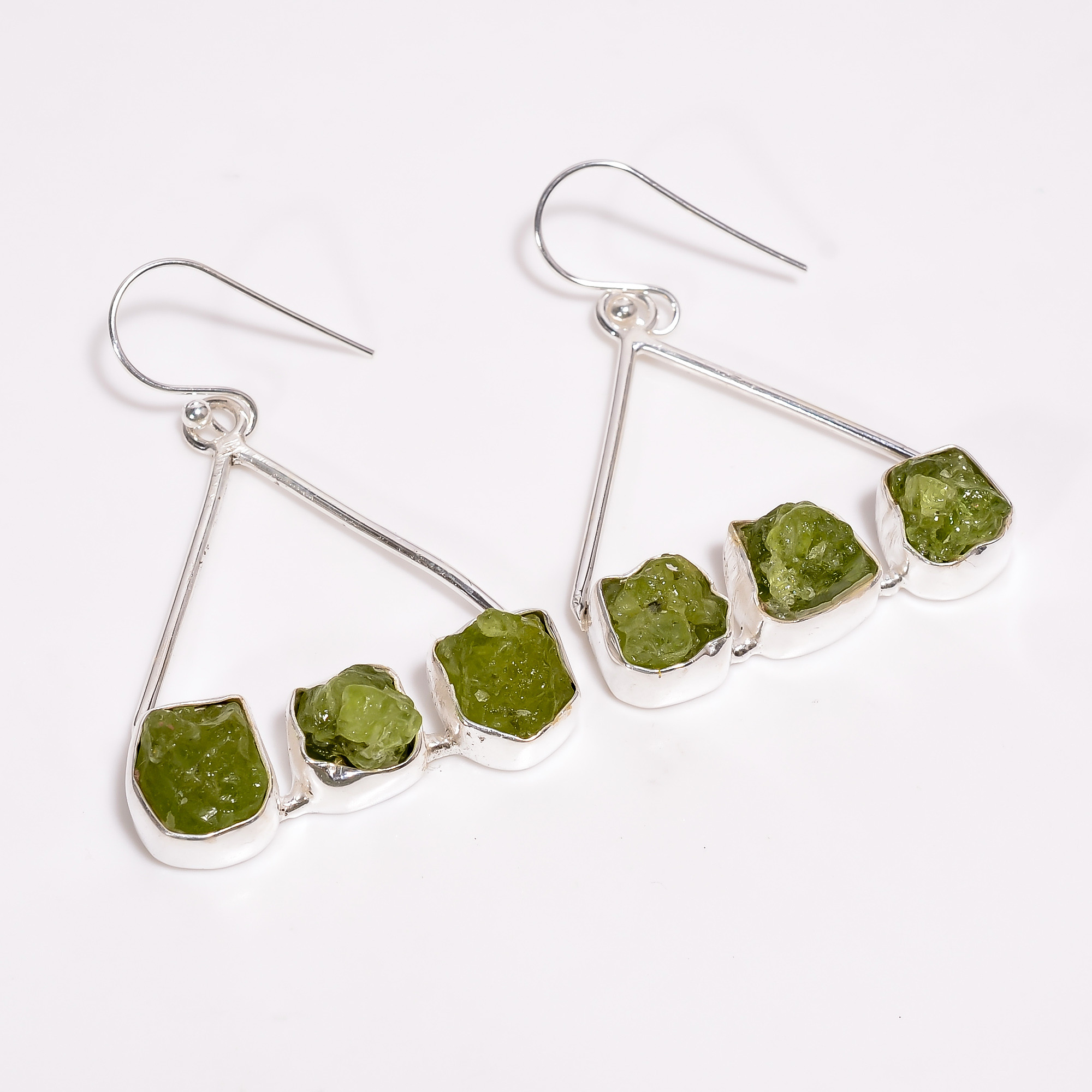 Raw Gemstone 925 Sterling Silver Drop Earrings