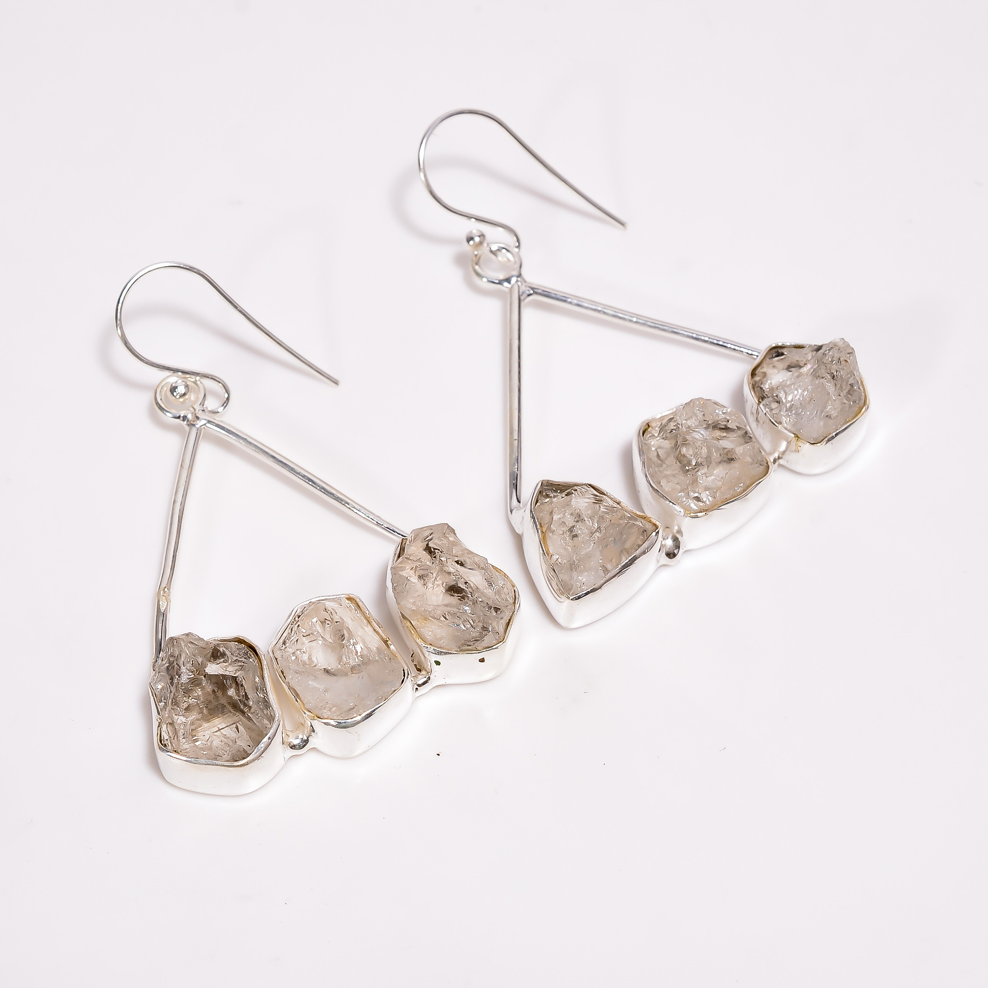 Raw Gemstone 925 Sterling Silver Drop Earrings