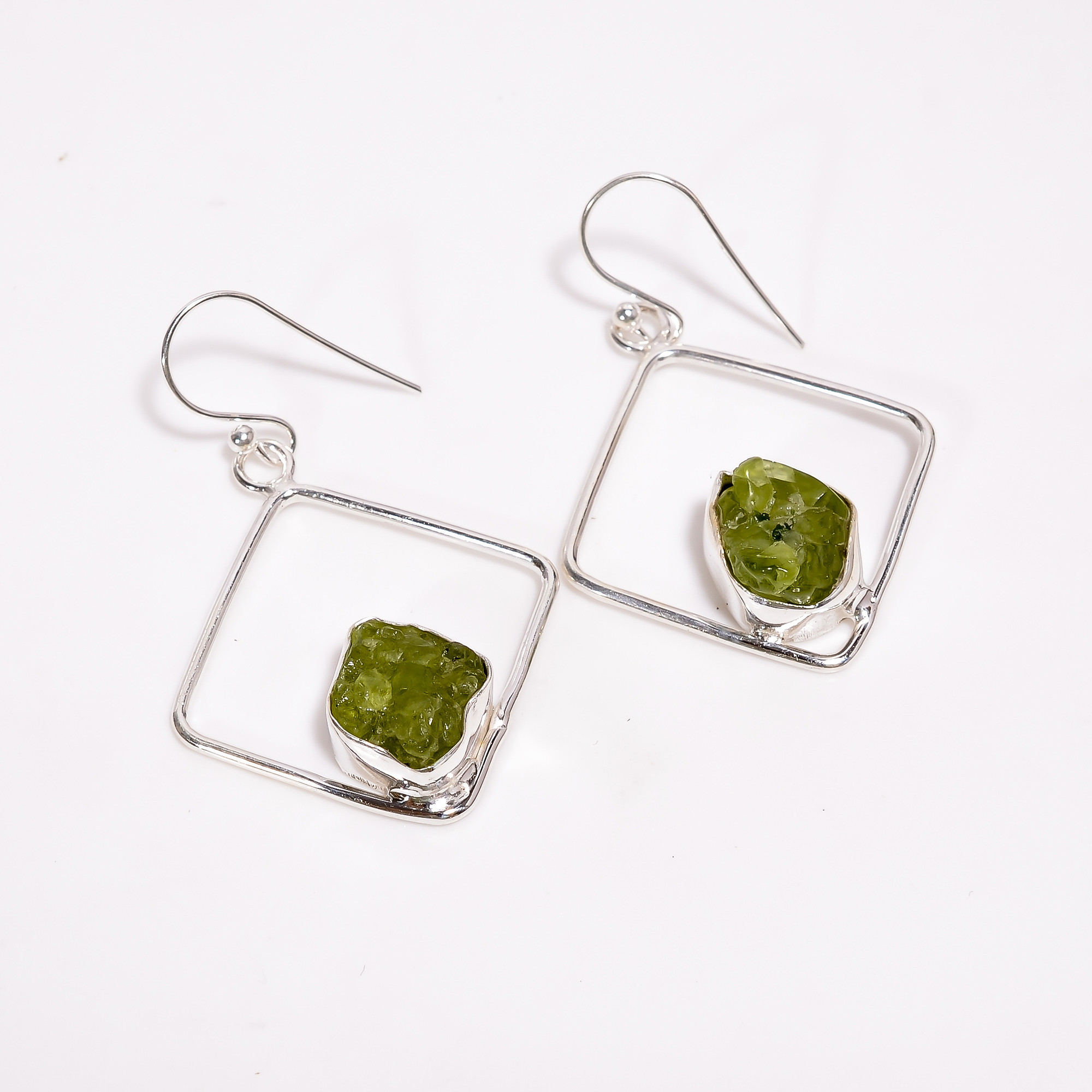 Rose Quartz Raw Gemstone 925 Sterling Silver Drop Earrings