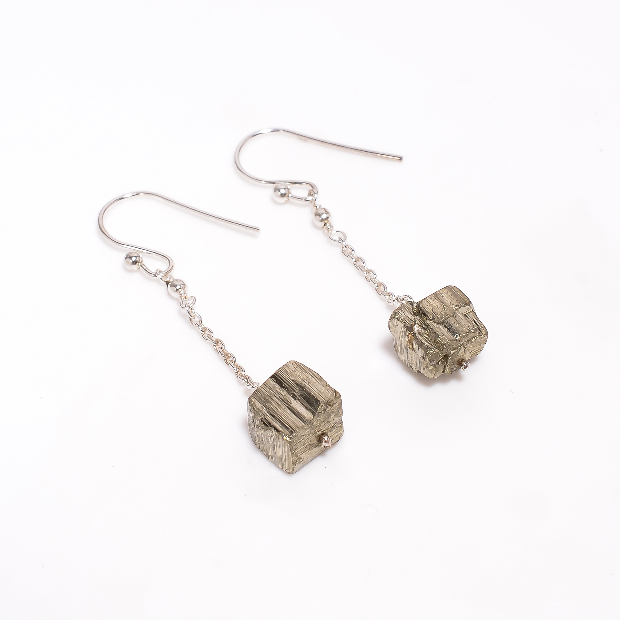 Pyrite Raw Gemstone 925 Sterling Silver Earrings