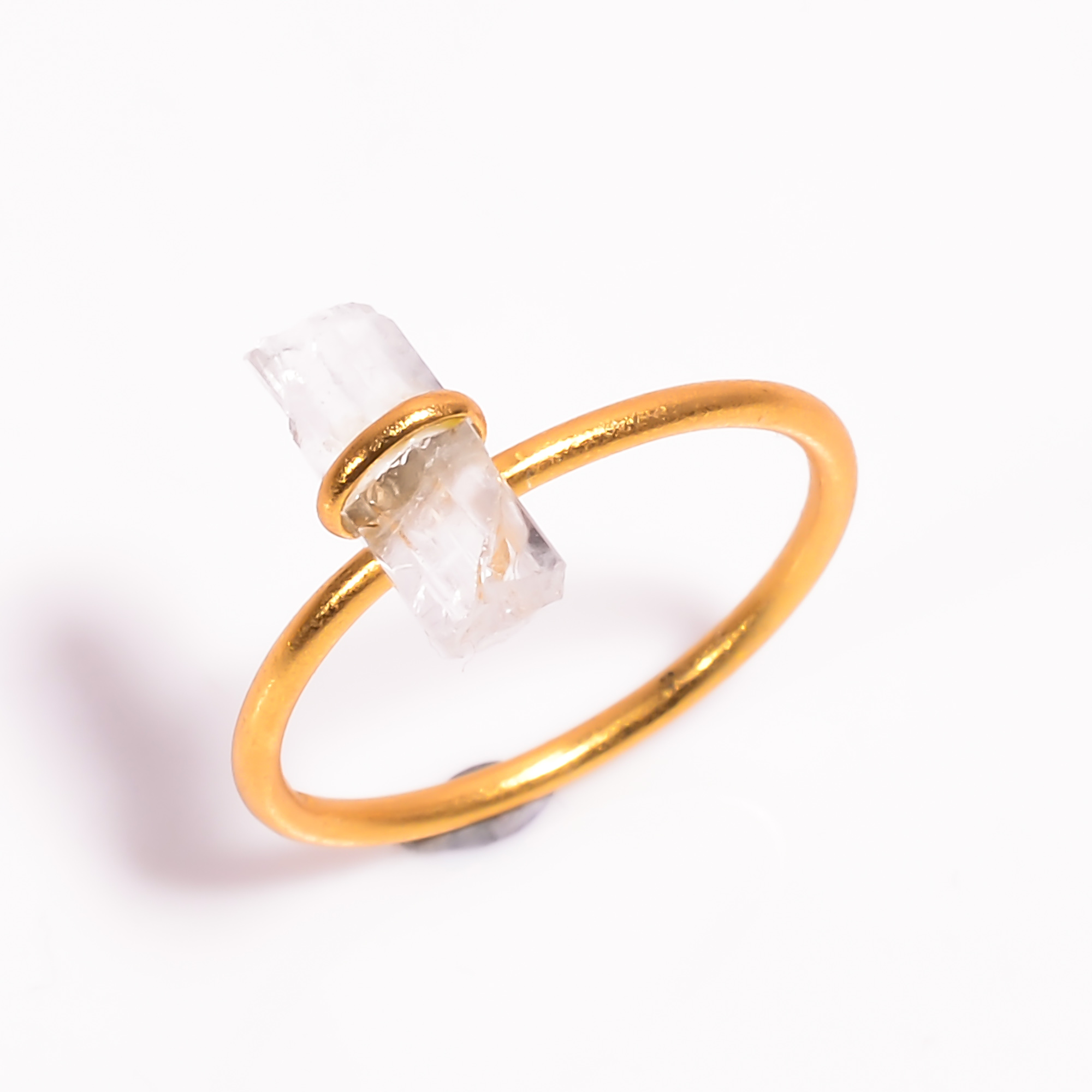 Raw Crystal Gemstone 925 Sterling Silver Gold Plated Ring