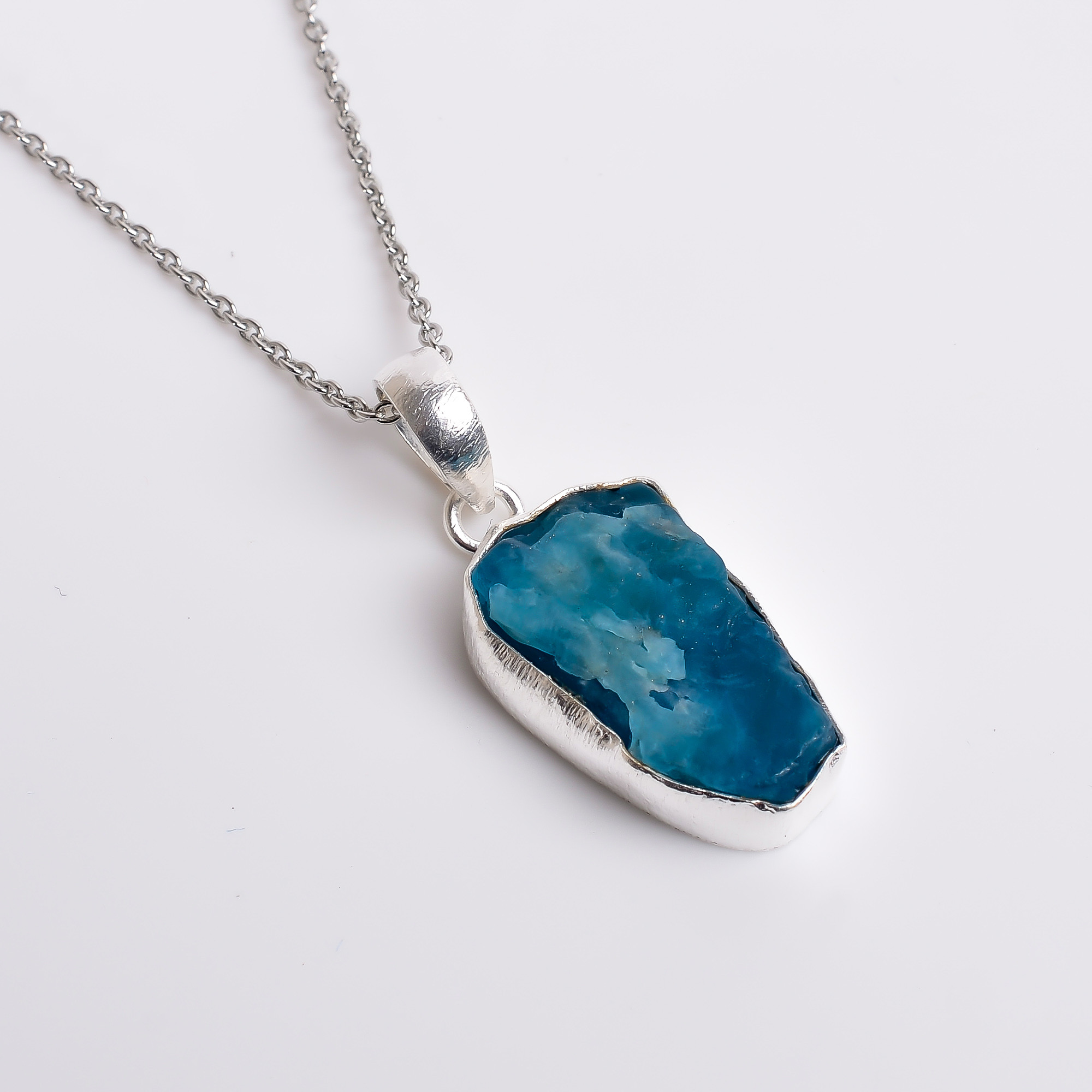 Raw Gemstone 925 Sterling Silver Matte Finish Necklace