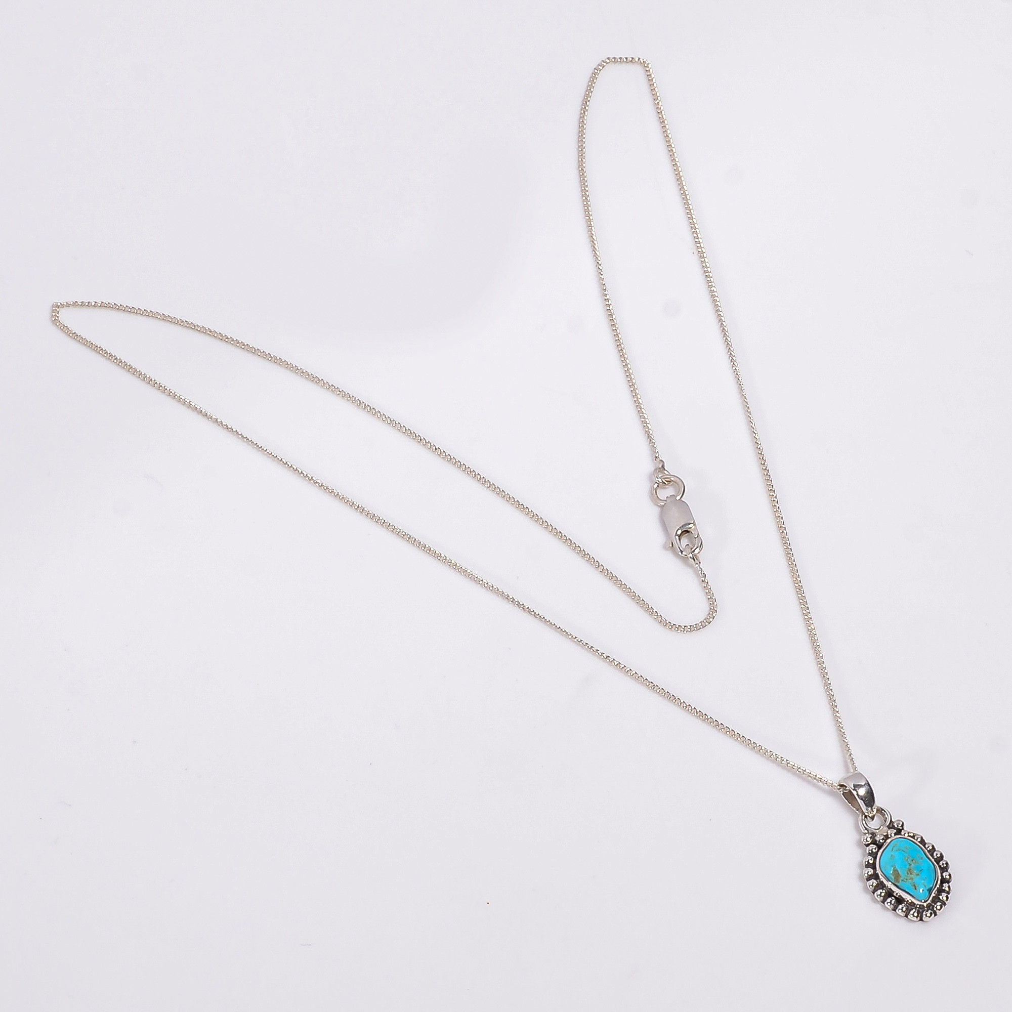 925 Sterling Silver Necklace Raw Arizona Turquoise Gemstone