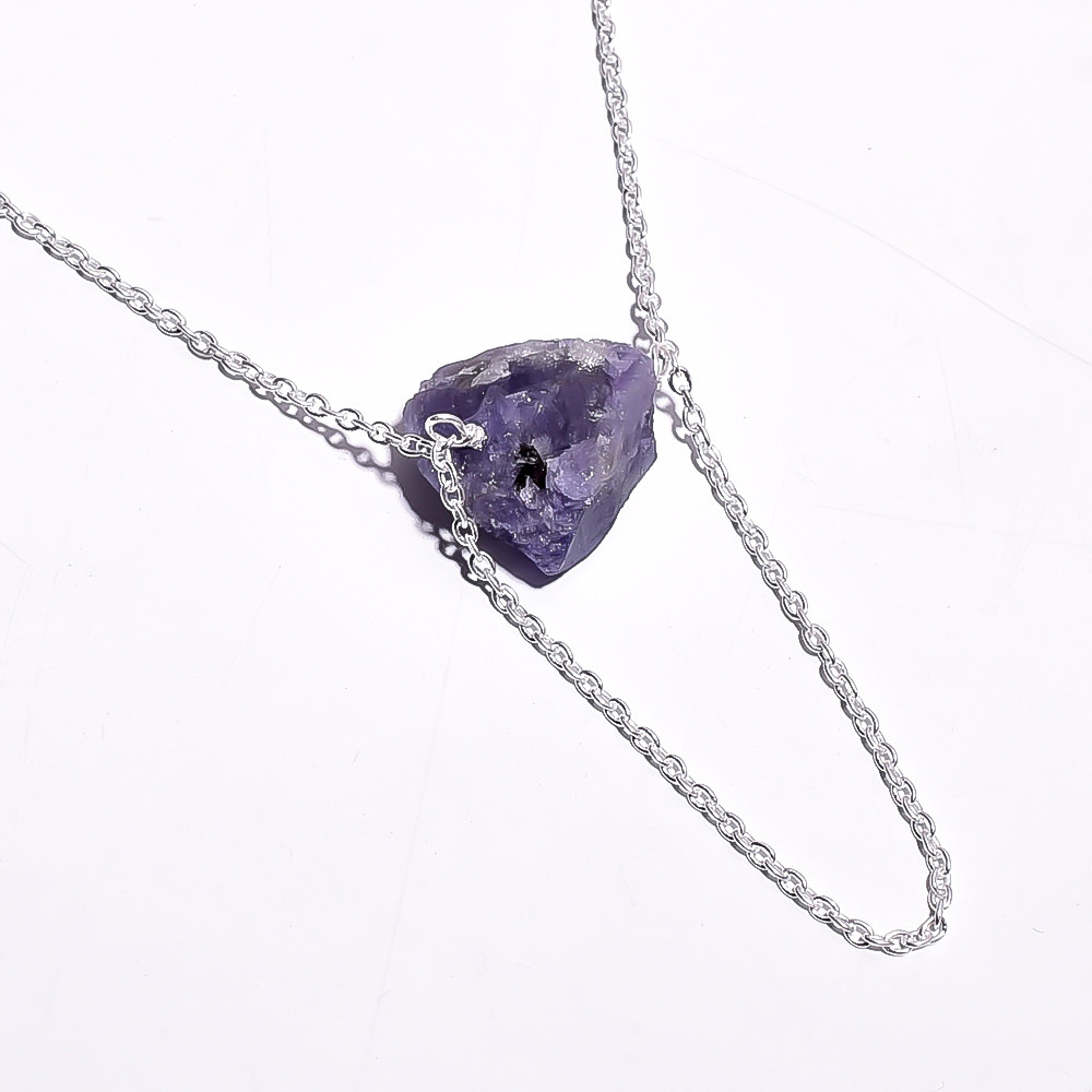 Raw Gemstone 925 Sterling Silver Necklace