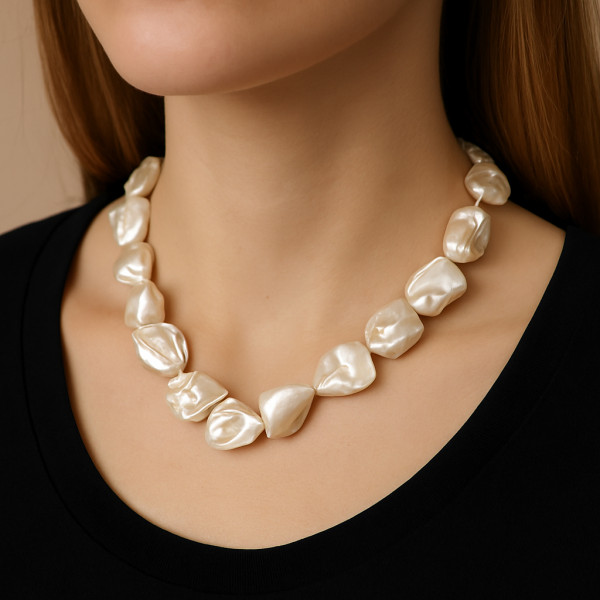 Image of Baroque Pearl Statement Beaded Necklace