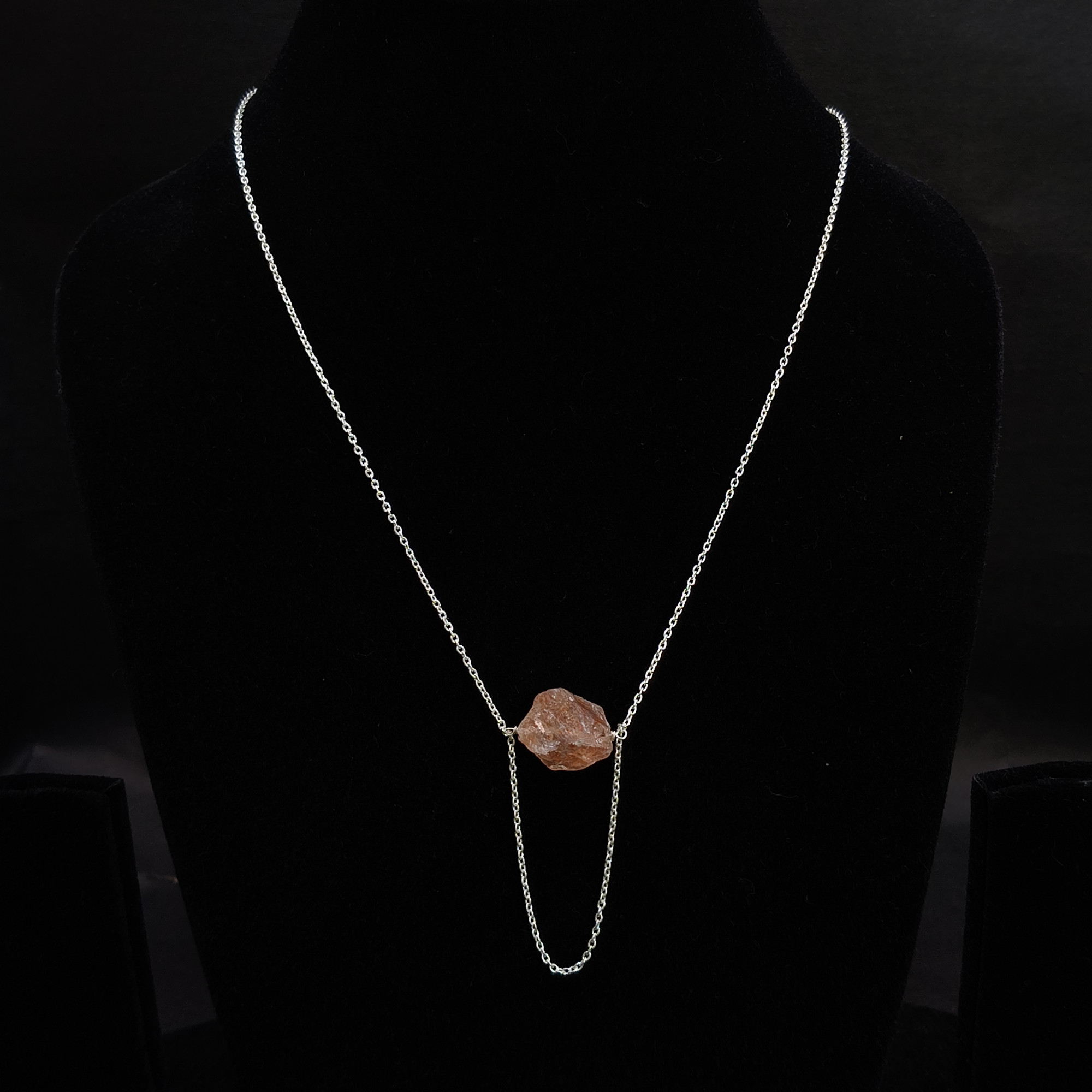 Sunstone Raw Gemstone 925 Sterling Silver Necklace