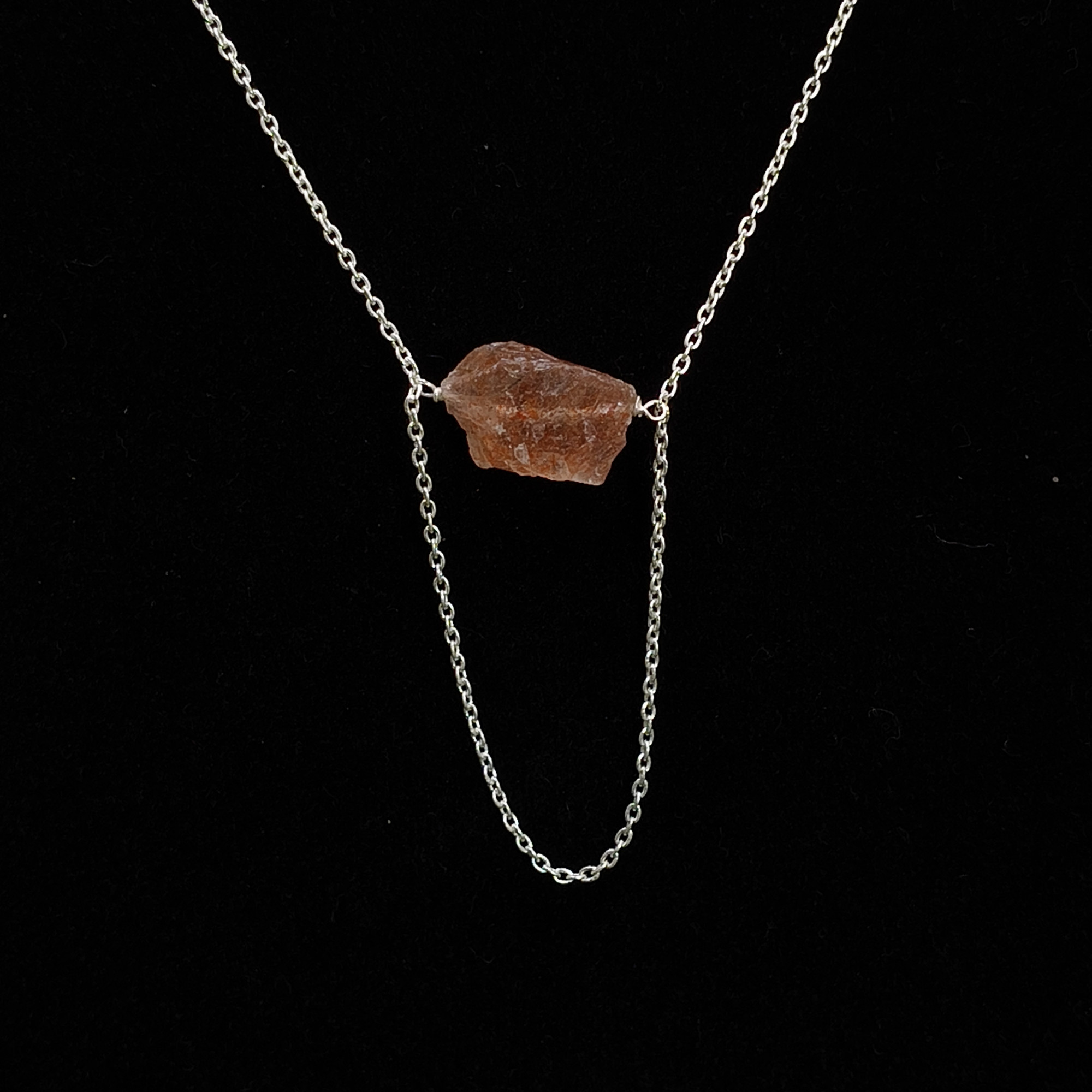 Sunstone Raw Gemstone 925 Sterling Silver Necklace