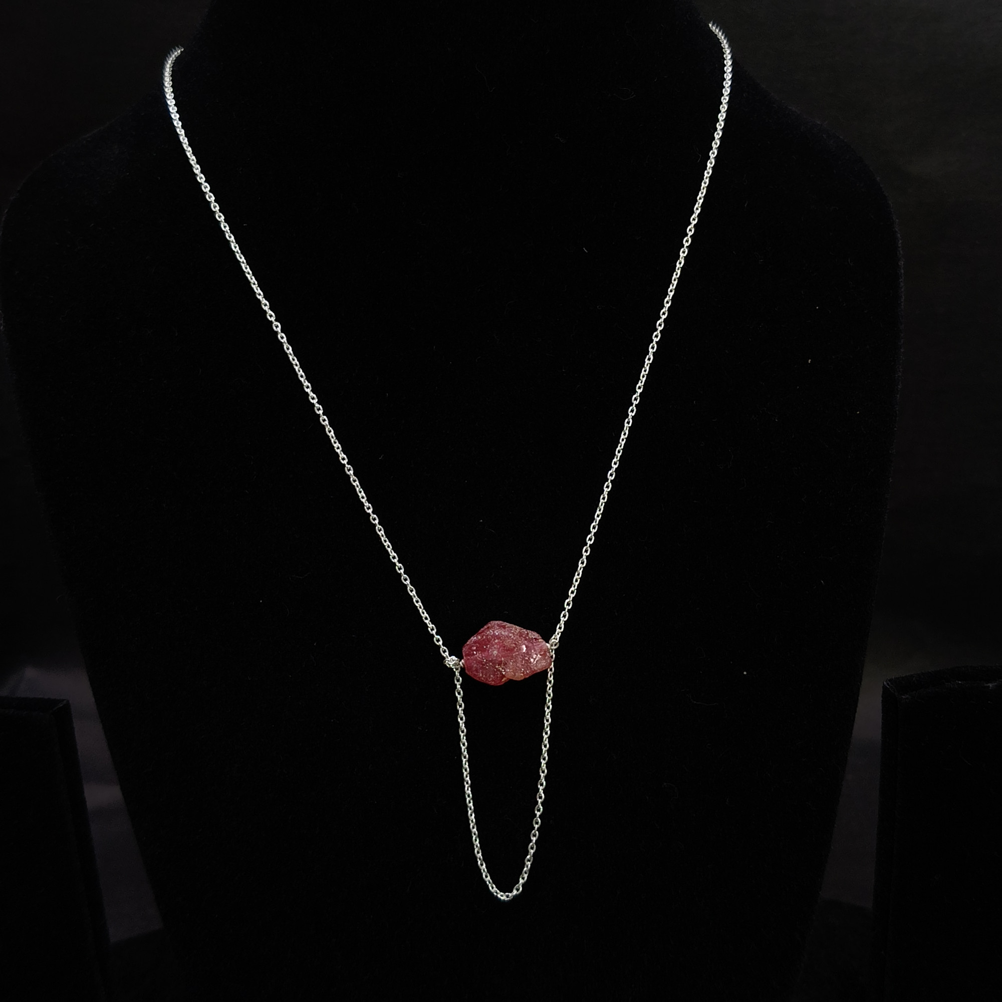 Ruby Raw Gemstone 925 Sterling Silver Necklace