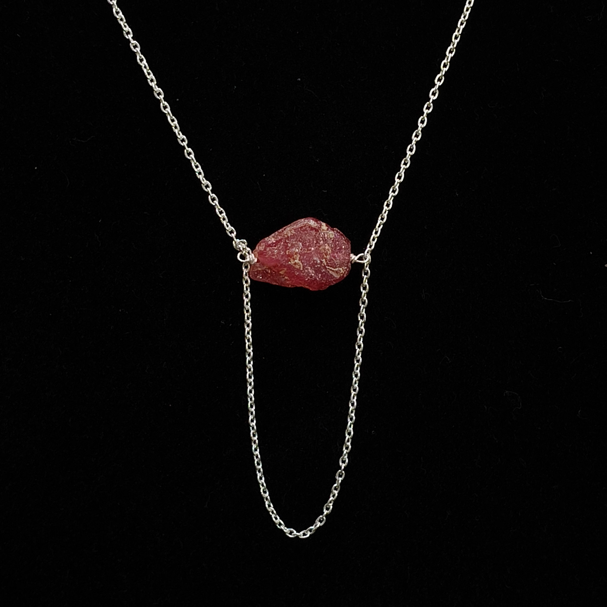 Ruby Raw Gemstone 925 Sterling Silver Necklace