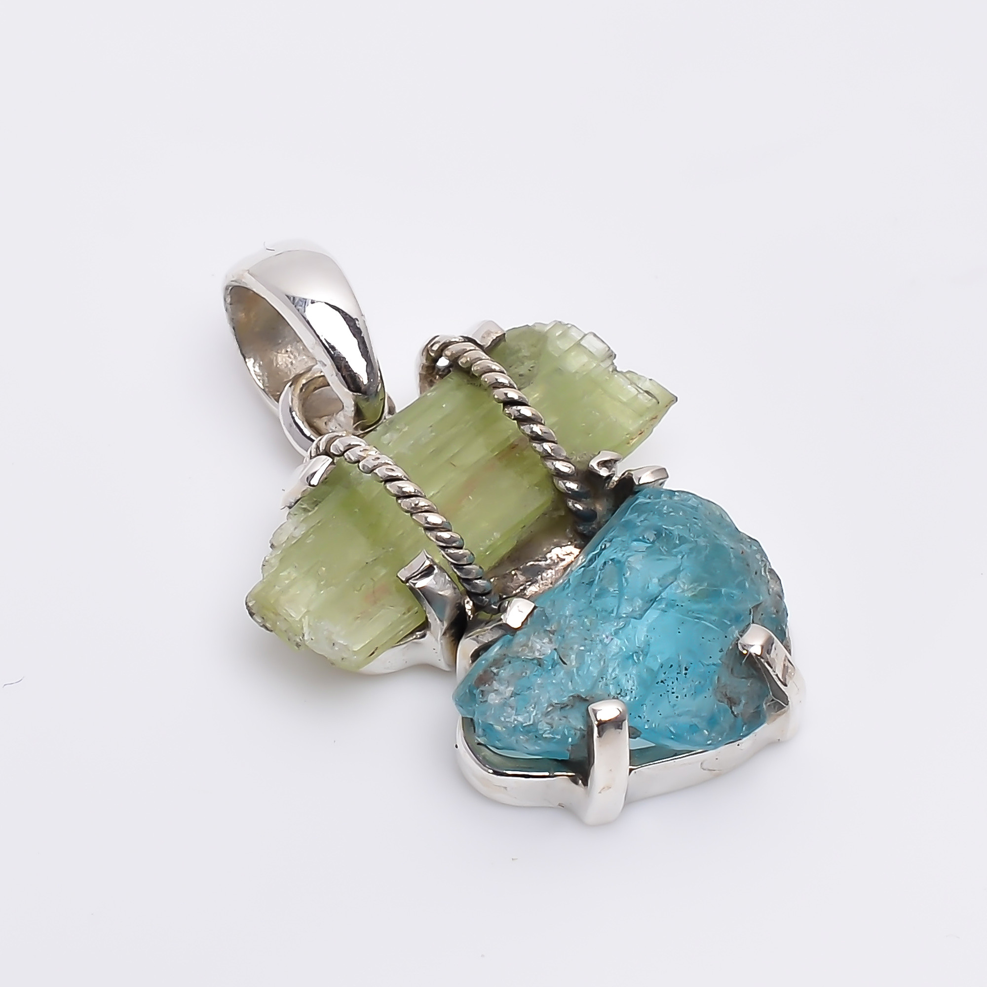 925 Sterling Silver Pendant Raw Gemstone