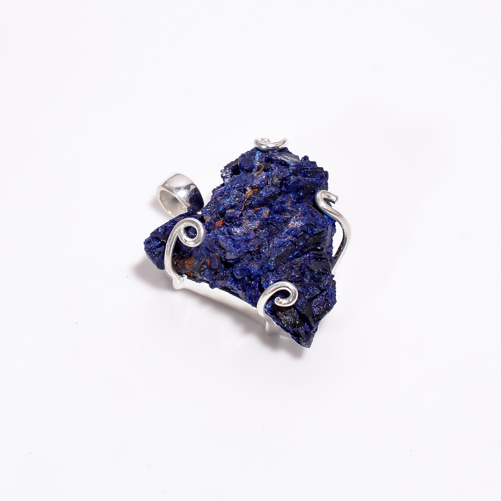 Image of 925 Sterling Silver Azurite Rough Gemstone Pendant