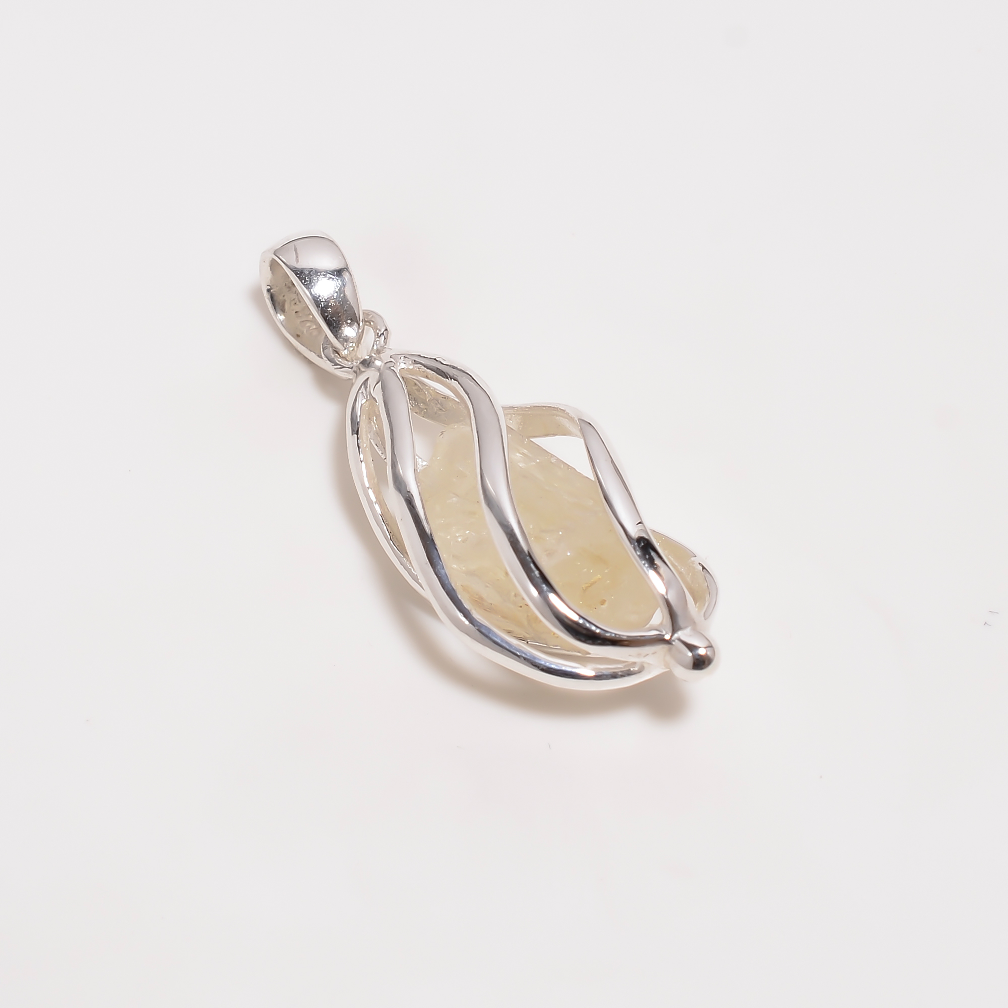Scapolite Raw Gemstone 925 Sterling Silver Cage Pendant