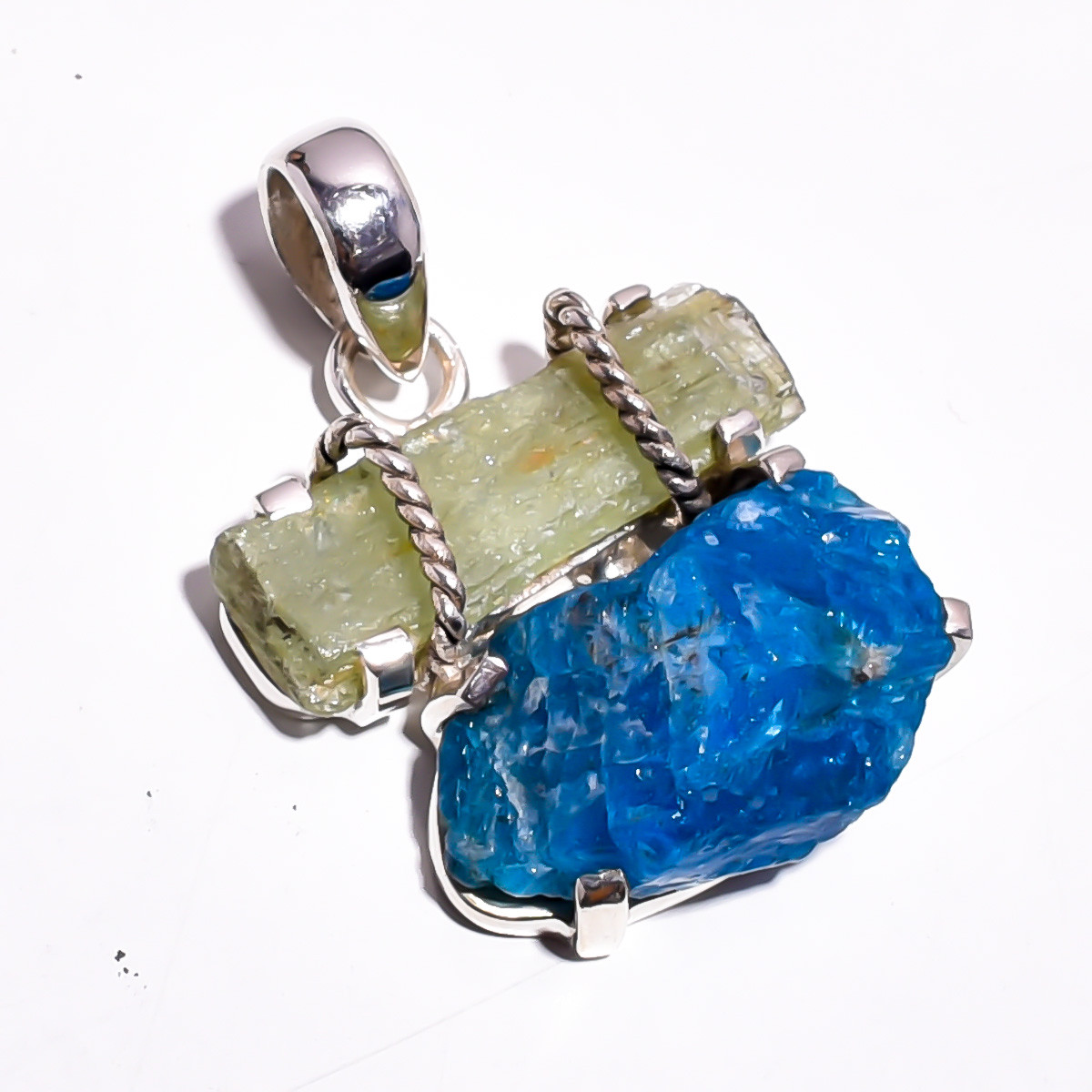 925 Sterling Silver Pendant Raw Gemstone