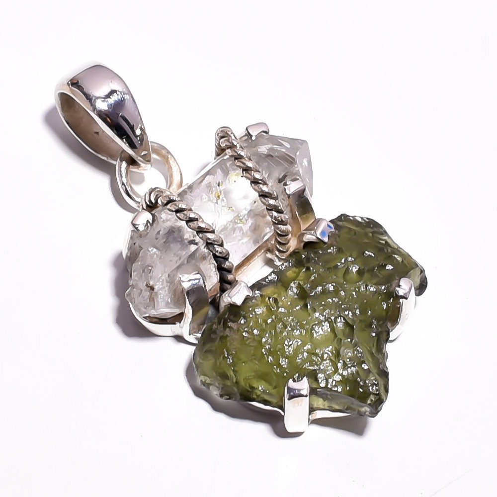 925 Sterling Silver Pendant Raw Gemstone