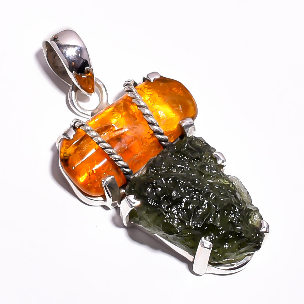 925 Sterling Silver Pendant Raw Gemstone