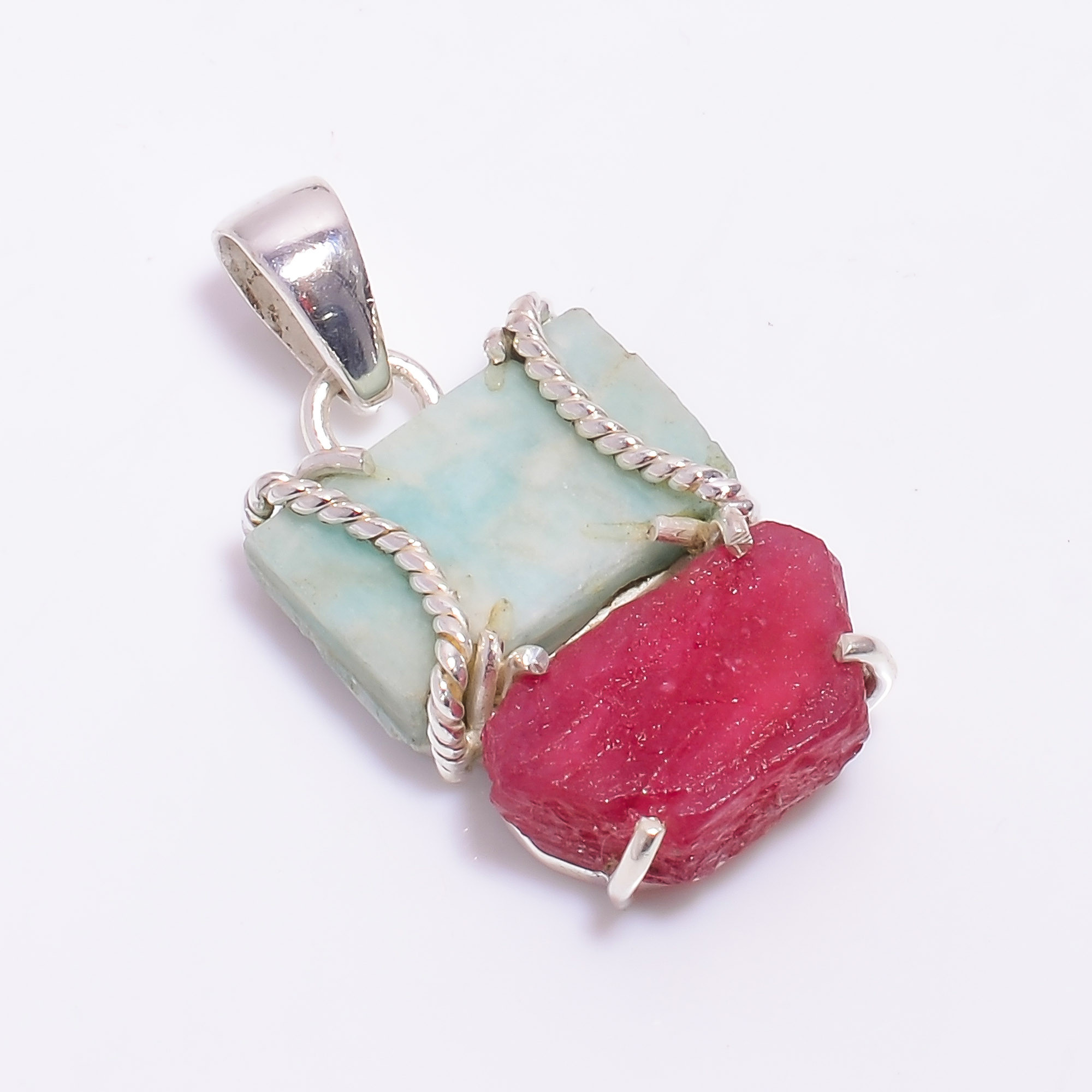 925 Sterling Silver Pendant Raw Gemstone