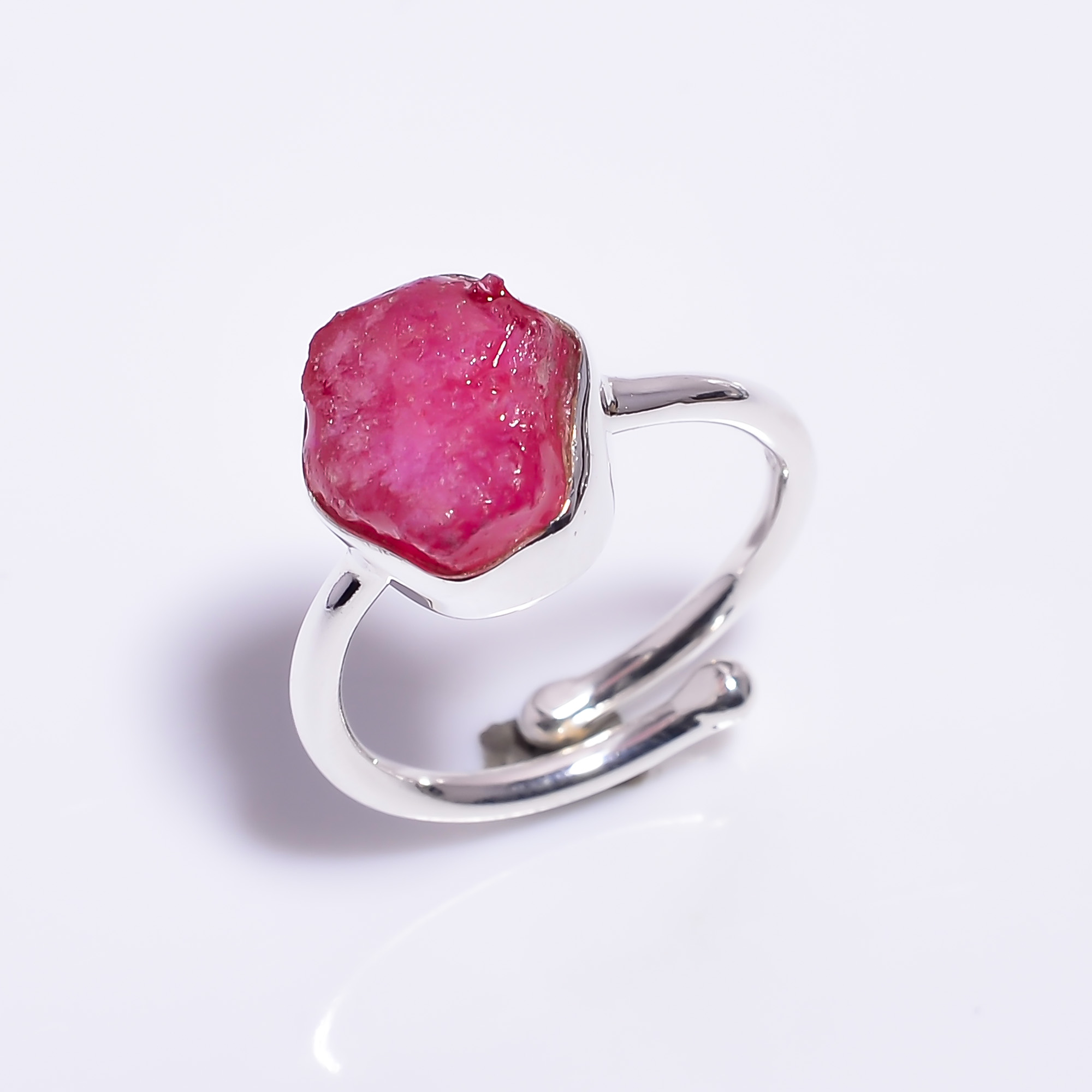 Ruby Raw Gemstone 925 Sterling Silver Adjustable Ring