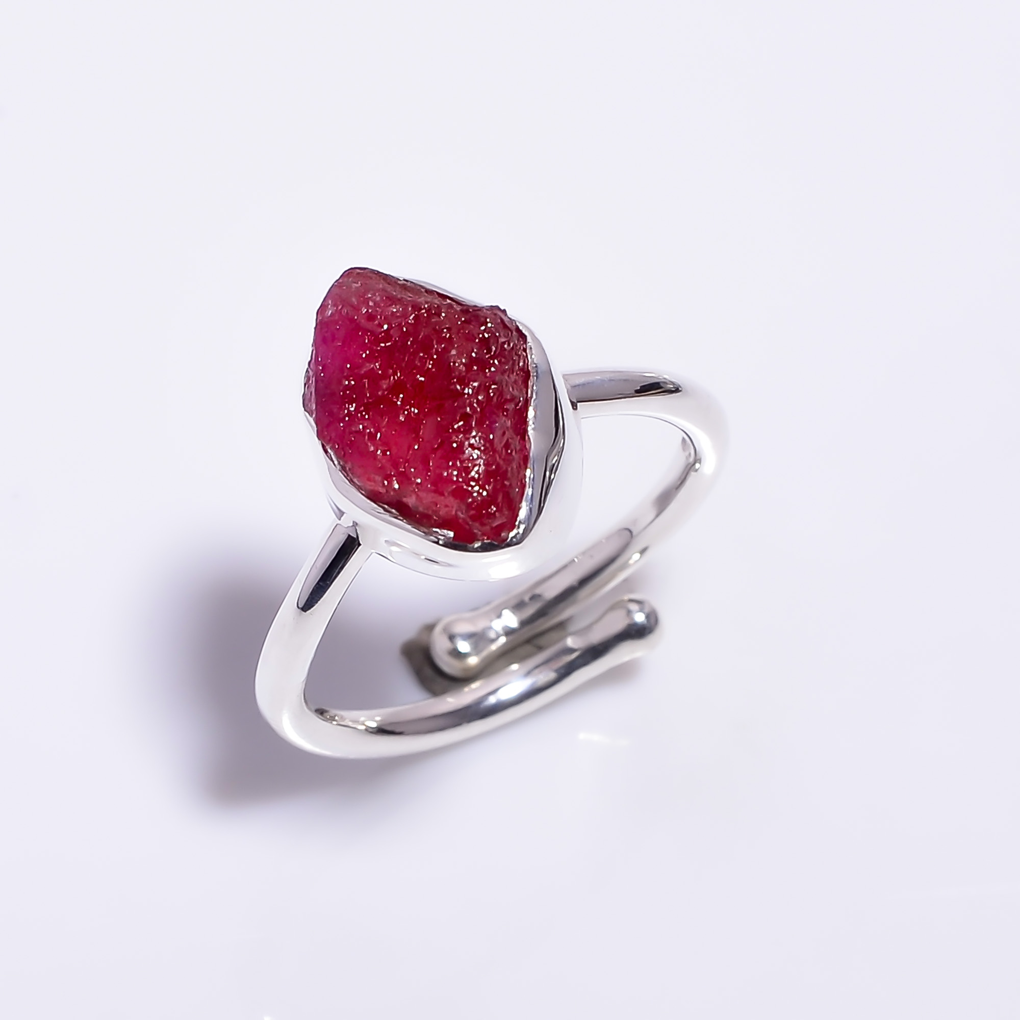 Ruby Raw Gemstone 925 Sterling Silver Adjustable Ring