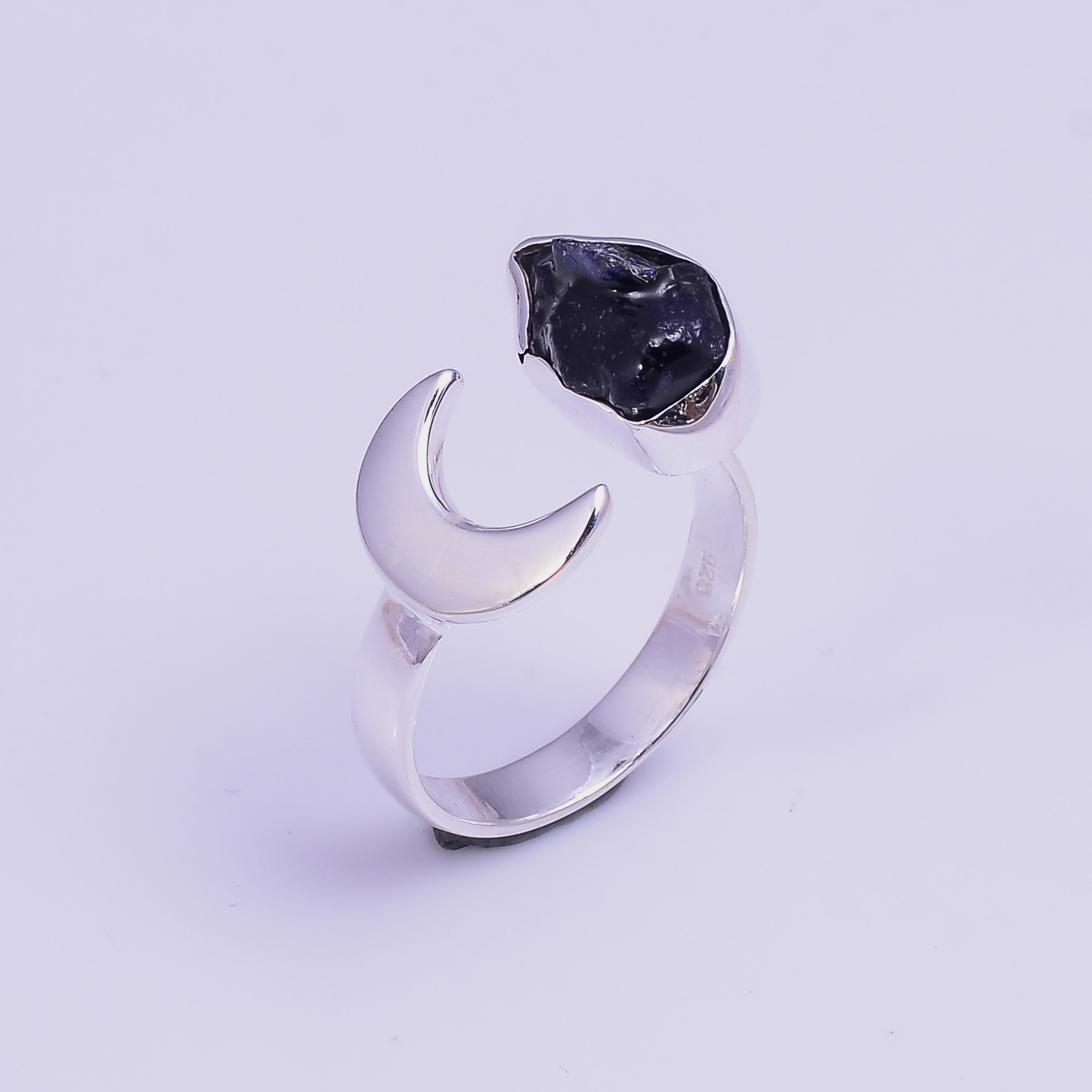 Sapphire Raw Gemstone 925 Sterling Silver Ring Adjustable