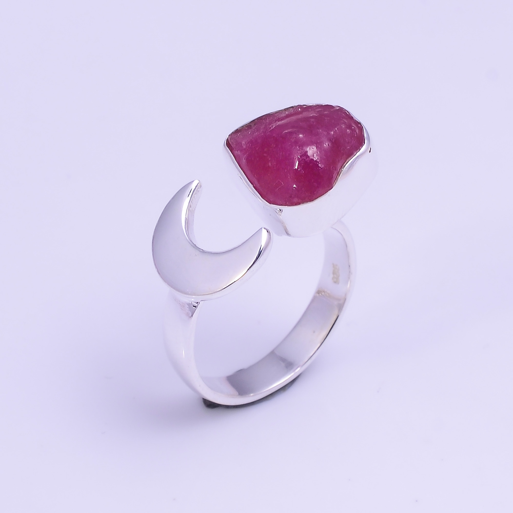 Ruby Raw Gemstone 925 Sterling Silver Adjustable Ring