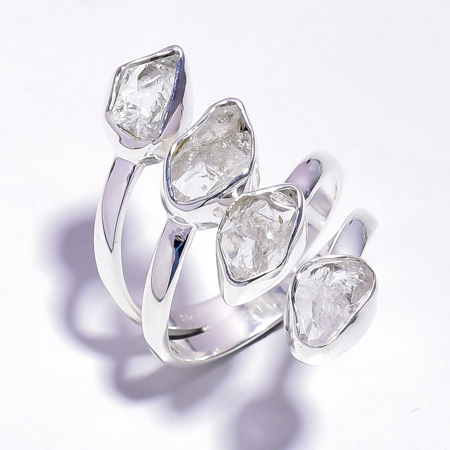 Natural Herkimer Diamond 925 Sterling Silver Adjustable Ring