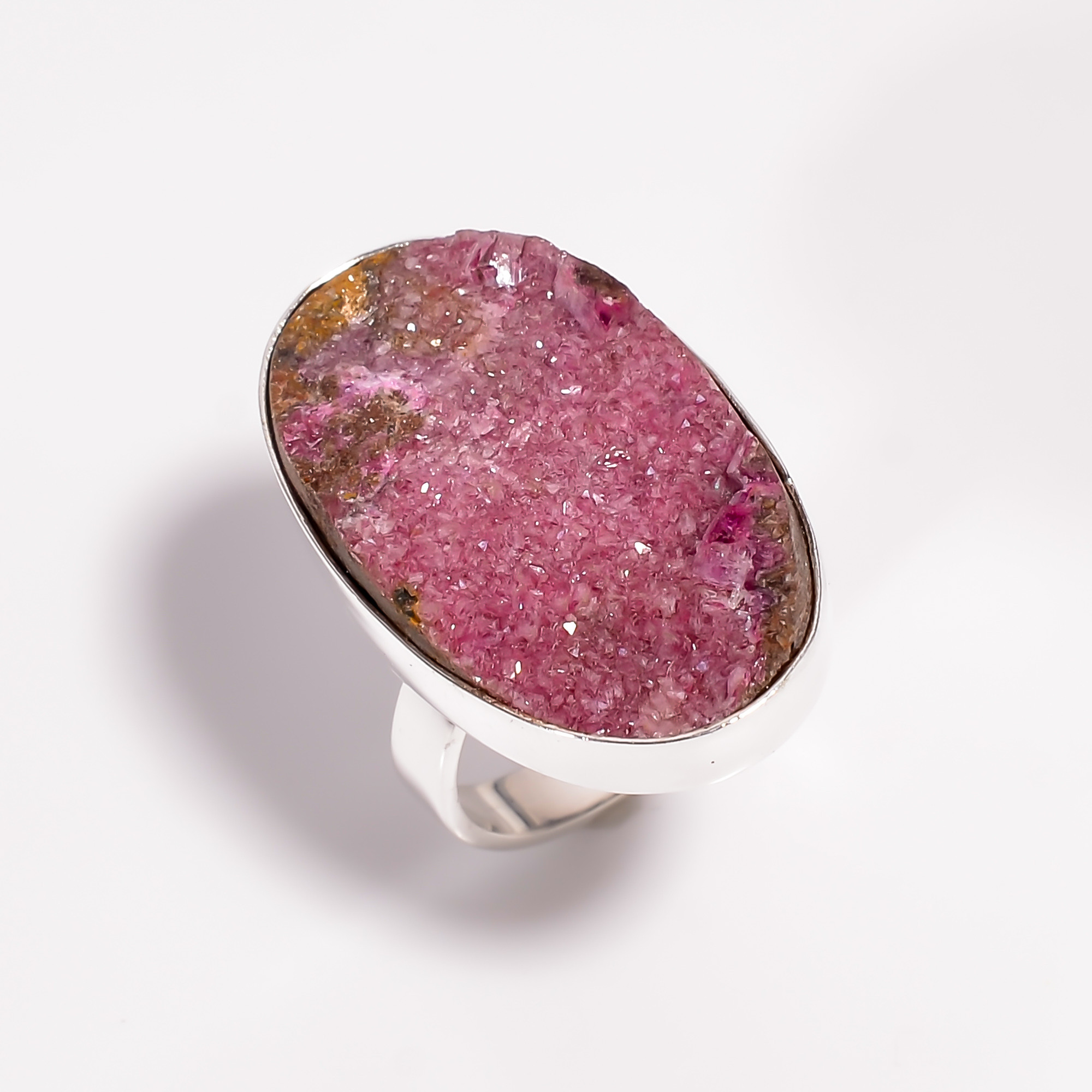 925 Sterling Silver Ring Size US 7 Cobalto Calcite Druzy Gemstone