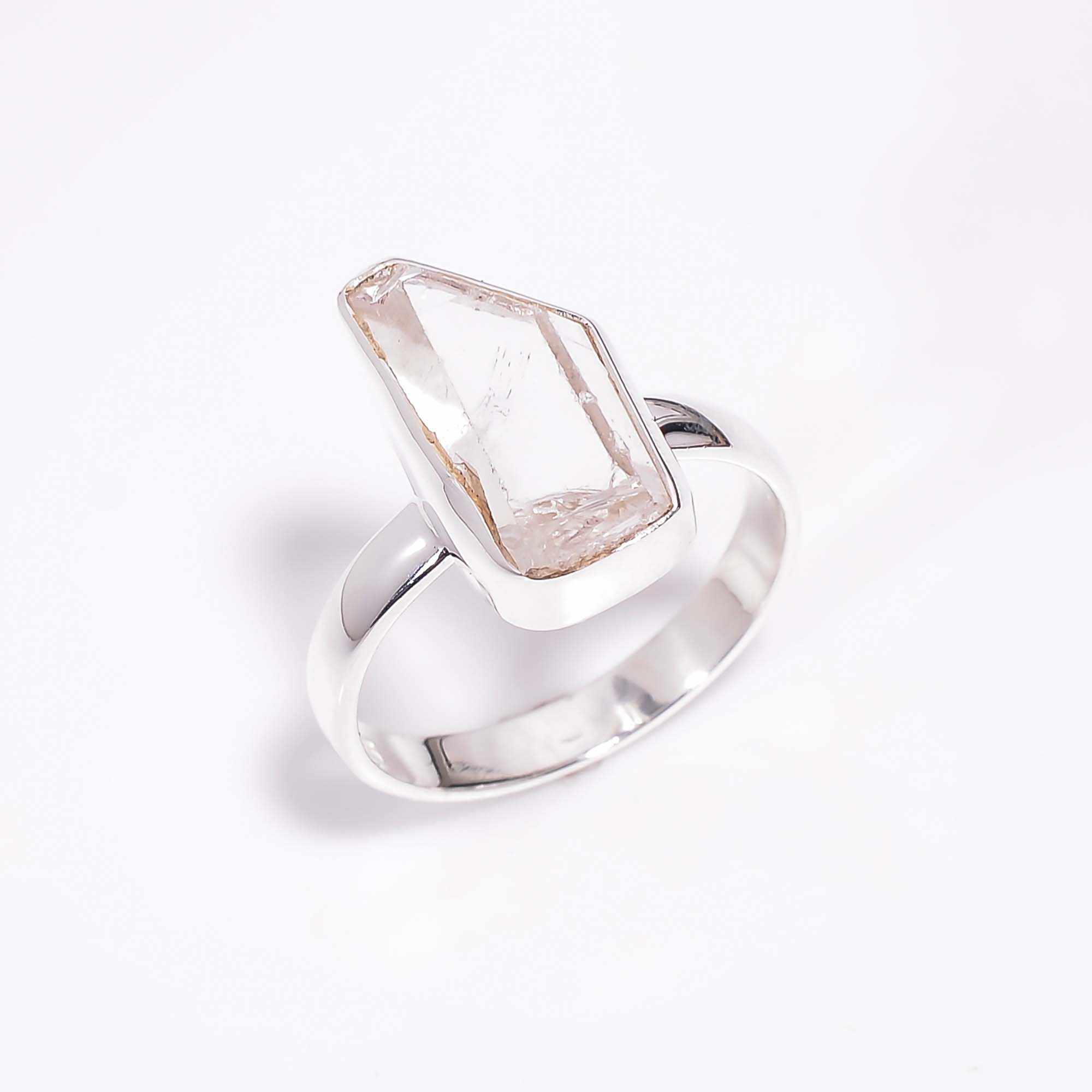 Natural Crystal Gemstone 925 Sterling Silver Ring Size US 8