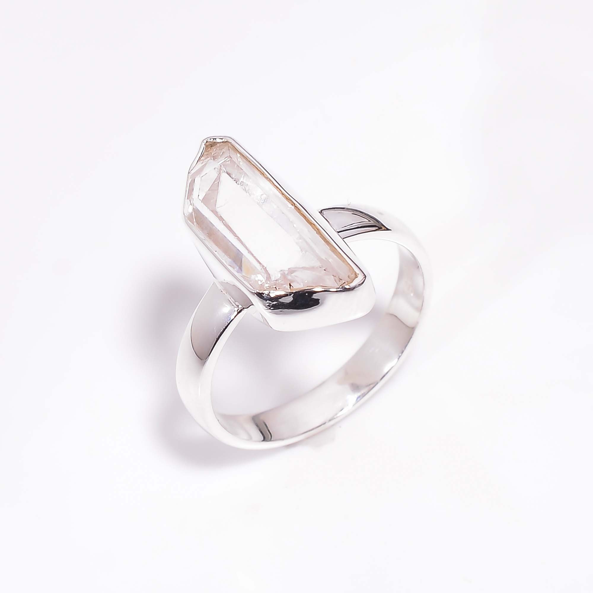 Natural Crystal Gemstone 925 Sterling Silver Ring Size US 8